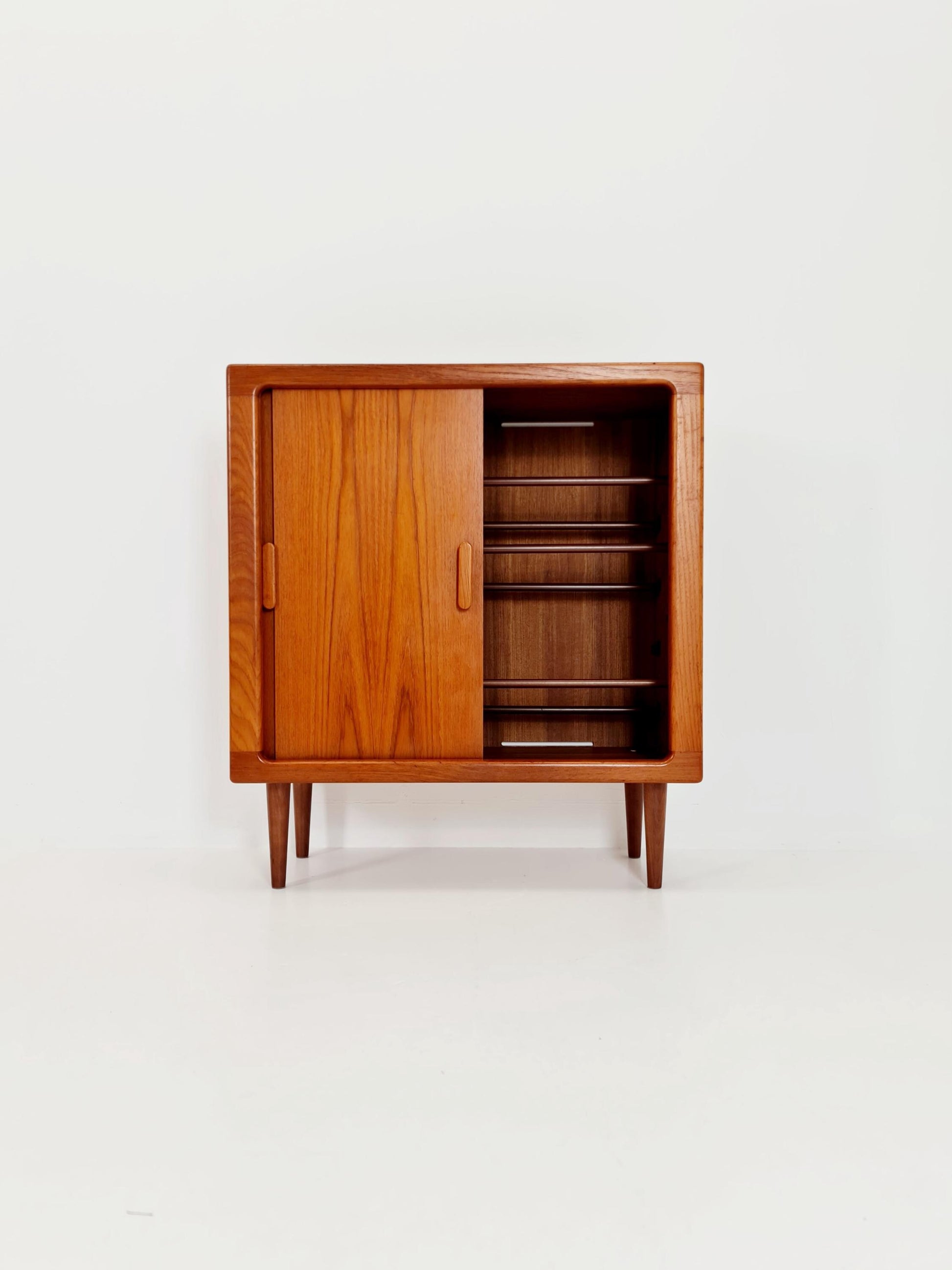 Mid century Solid Danish teak hallway cabinet, shoes cabinet By Silkborg Möbelfabrik 1960s