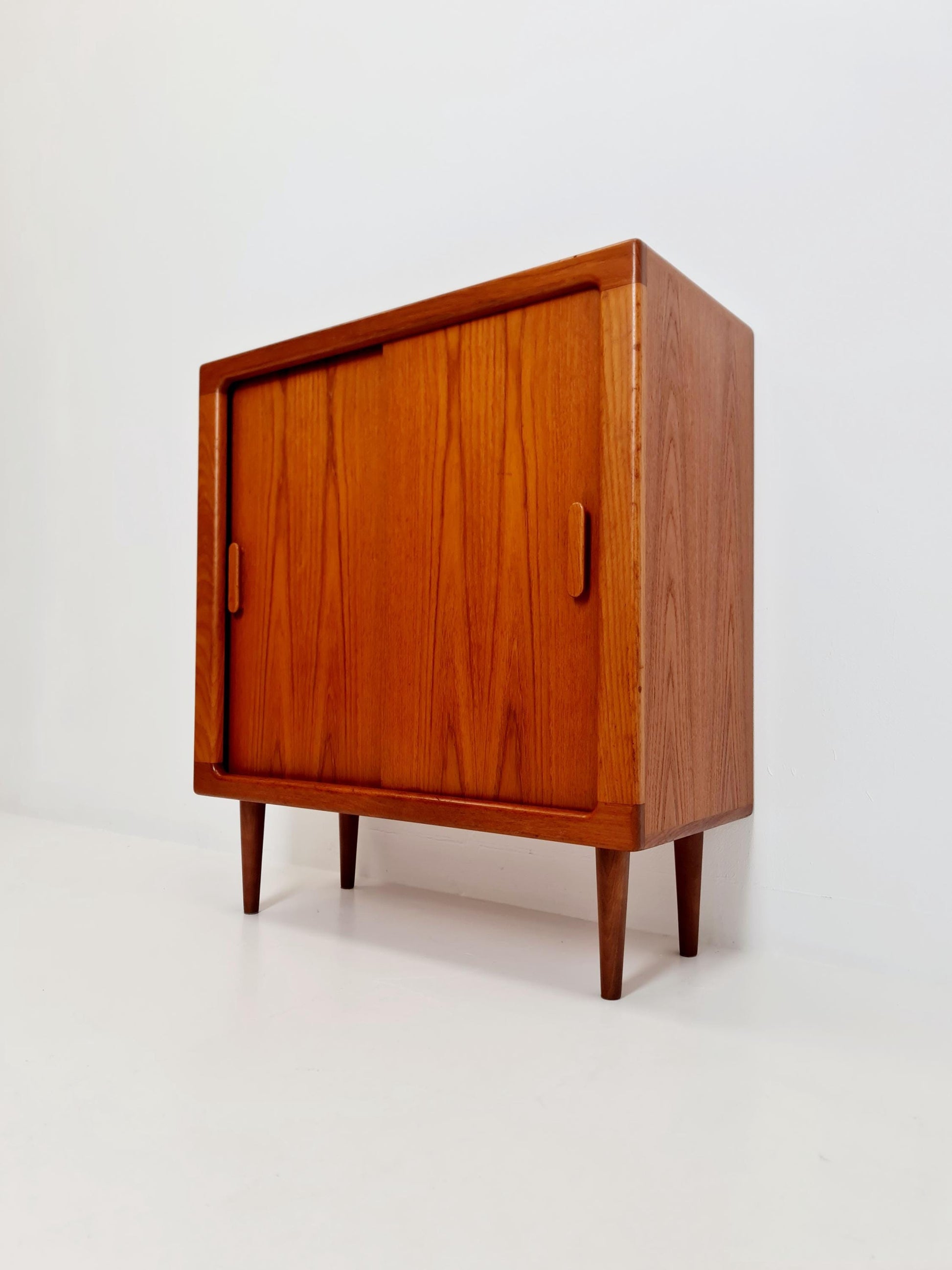 Mid century Solid Danish teak hallway cabinet, shoes cabinet By Silkborg Möbelfabrik 1960s