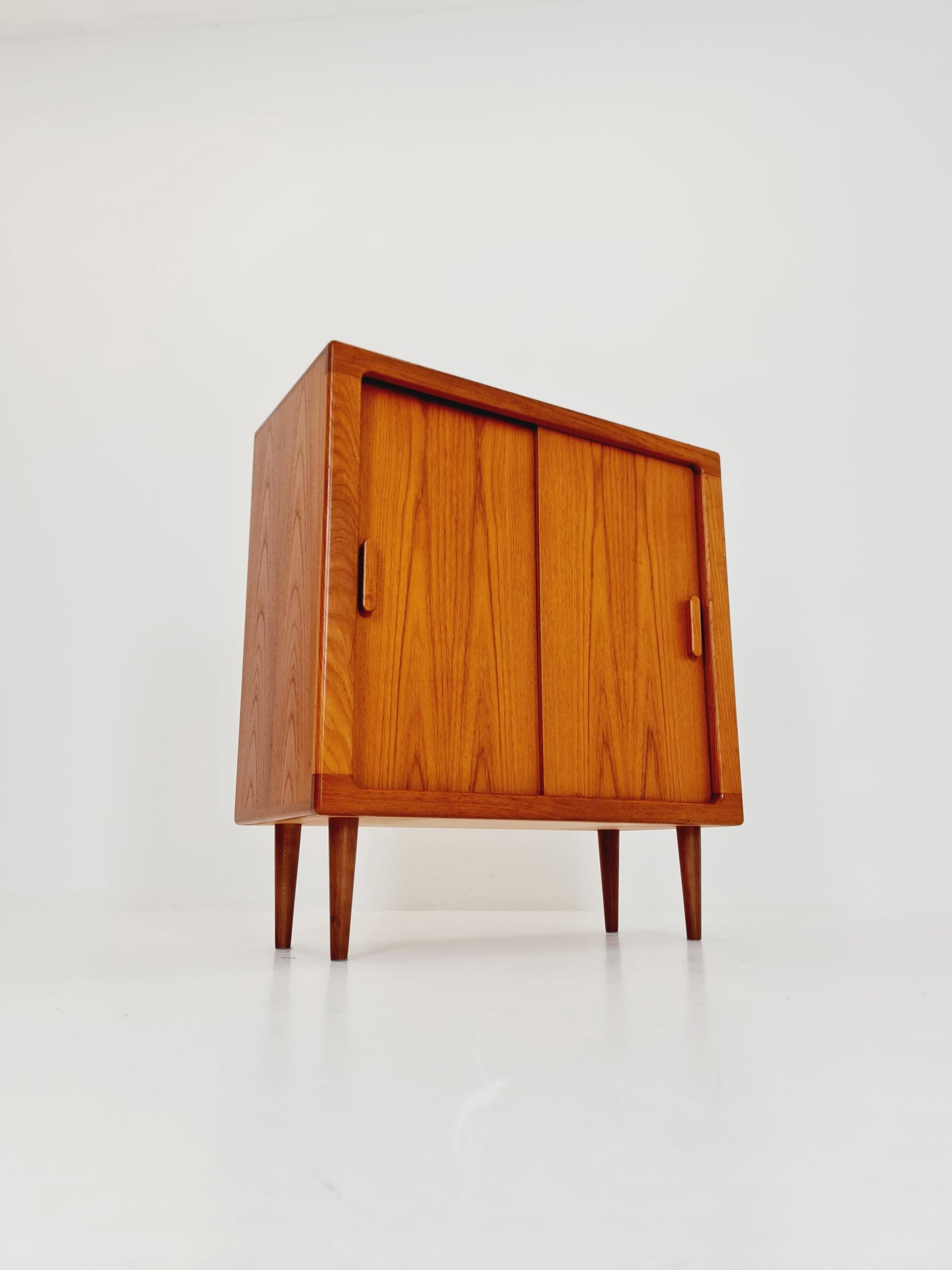 Mid century Solid Danish teak hallway cabinet, shoes cabinet By Silkborg Möbelfabrik 1960s