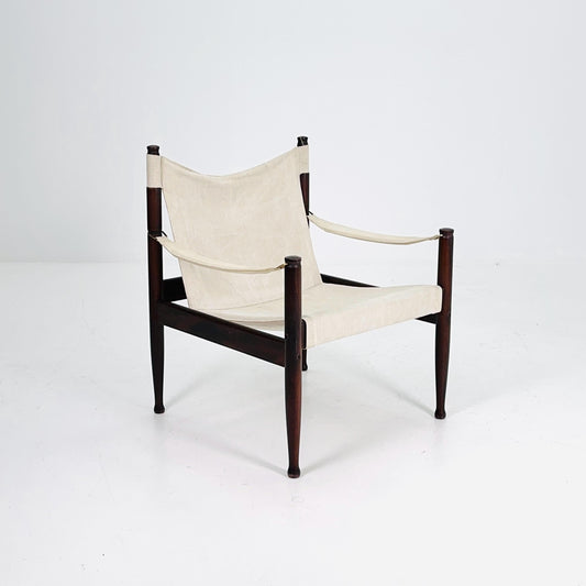 Mid century Danish Canvas Safari Chair by Erik Wørts for Niels Eilersen, 1960s Denmark