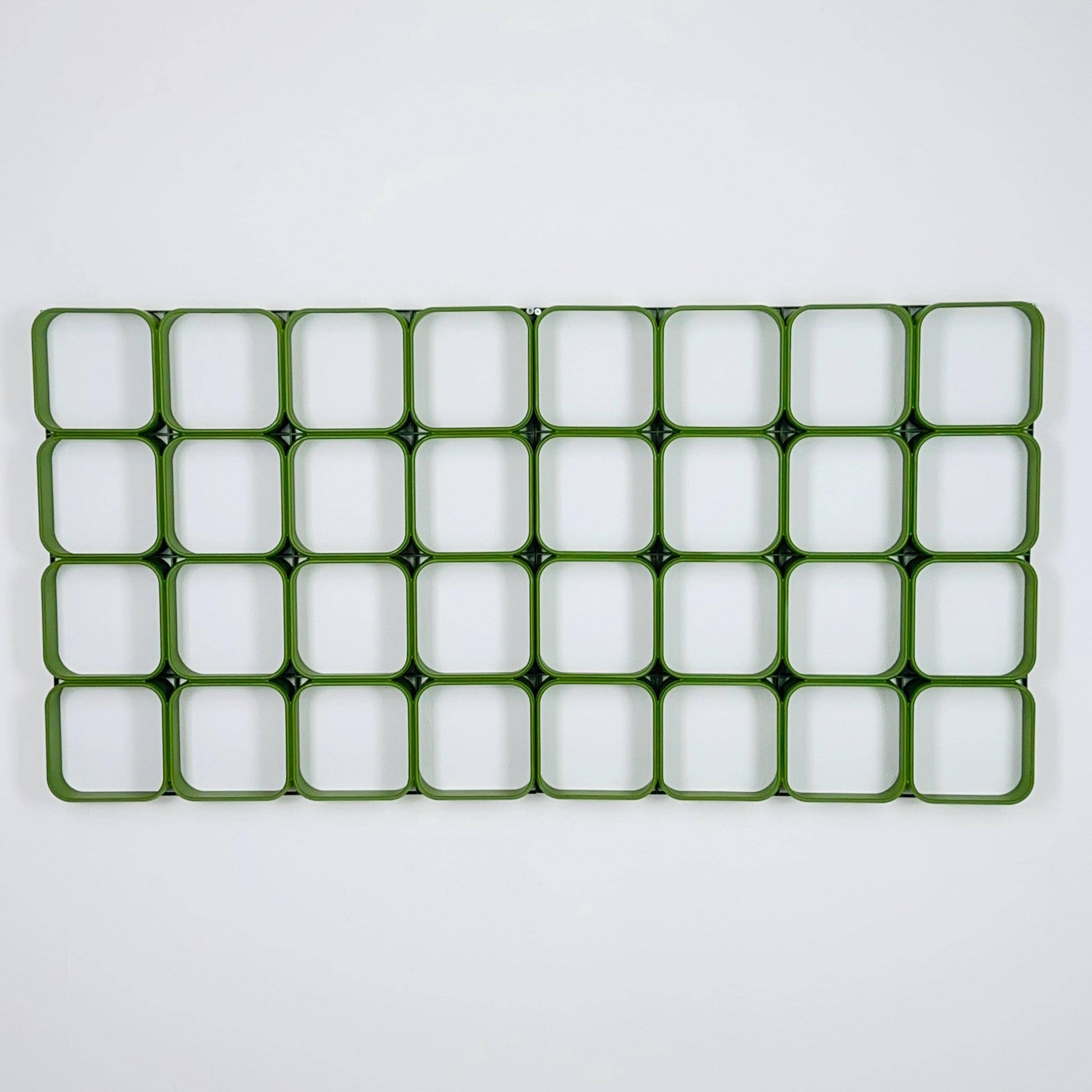 Set of 2 space age green square Plastic Wall or Ceiling Panels system Switzerland 1970s
