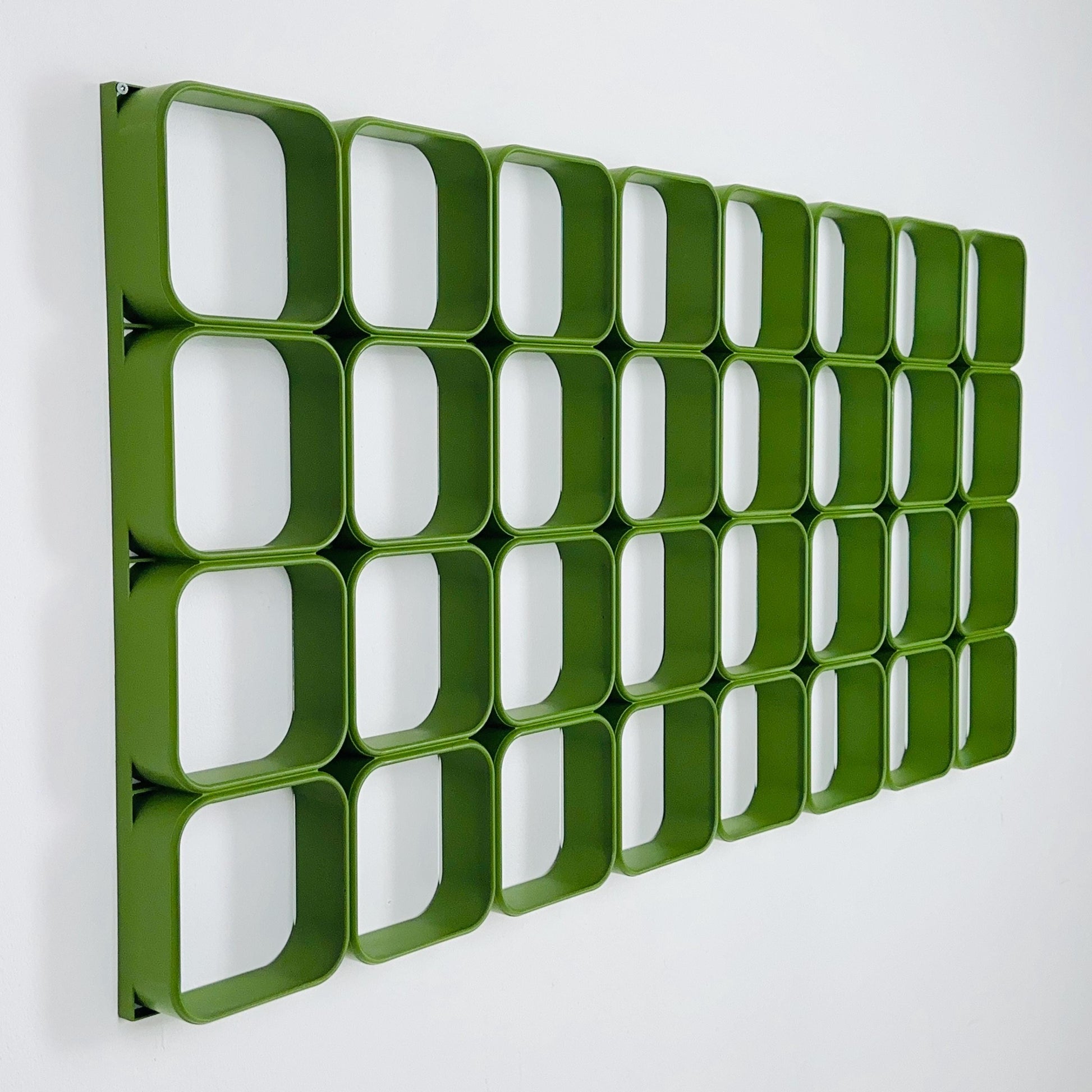 Set of 2 space age green square Plastic Wall or Ceiling Panels system Switzerland 1970s