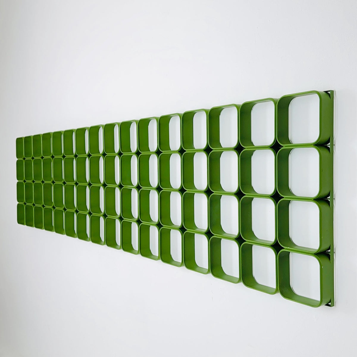 Set of 4 space age green square Plastic Wall or Ceiling Panels system Switzerland 1970s