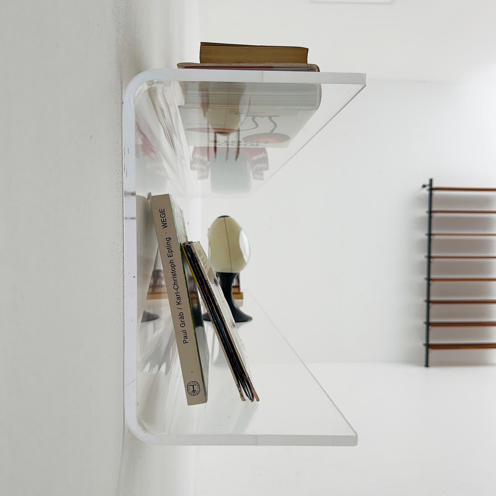 1 of 2 Space Age Plexiglass Wall Shelf — Large Transparent Acrylic Display Vintage 1970s Italy