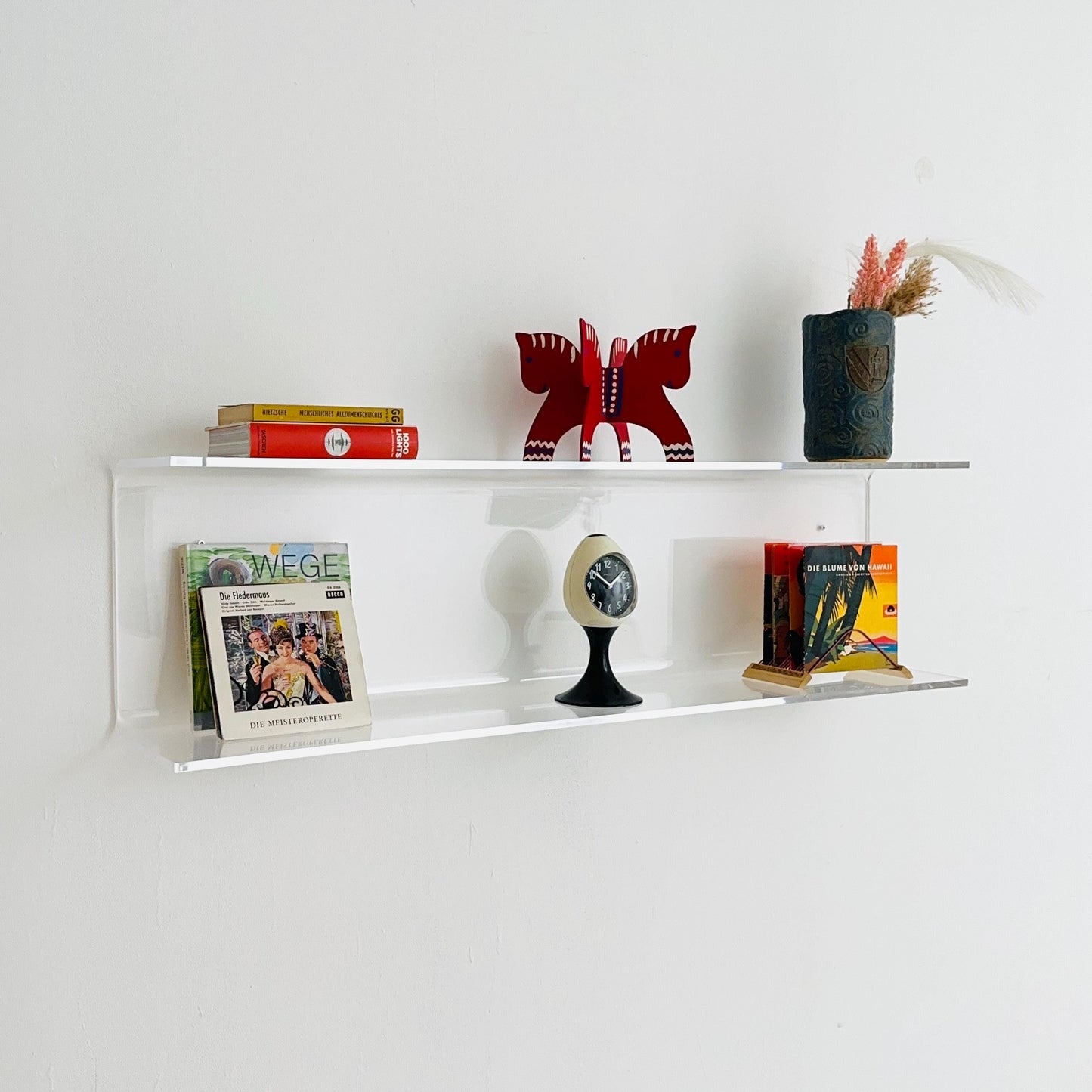 1 of 2 Space Age Plexiglass Wall Shelf — Large Transparent Acrylic Display Vintage 1970s Italy