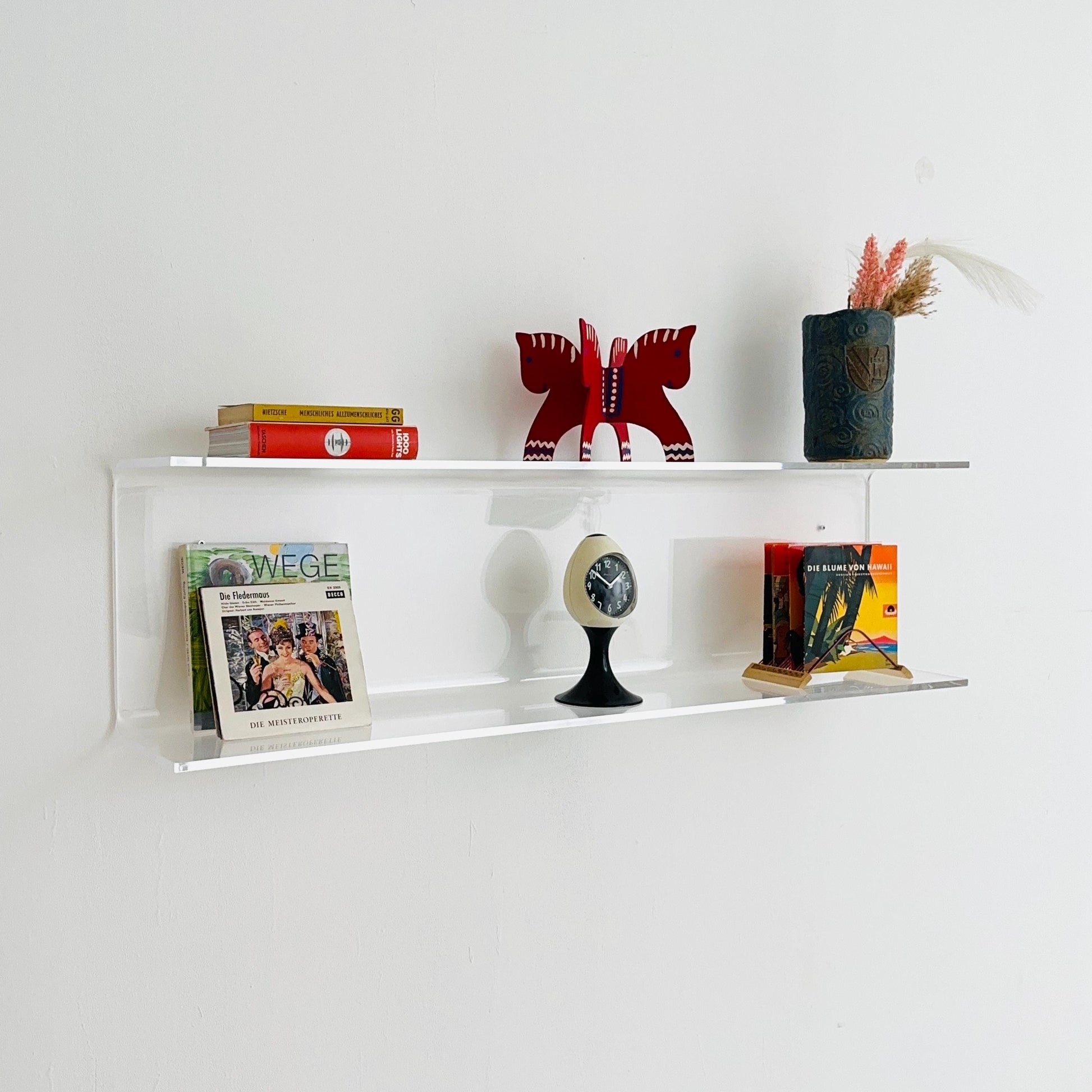 1 of 2 Space Age Plexiglass Wall Shelf — Large Transparent Acrylic Display Vintage 1970s Italy