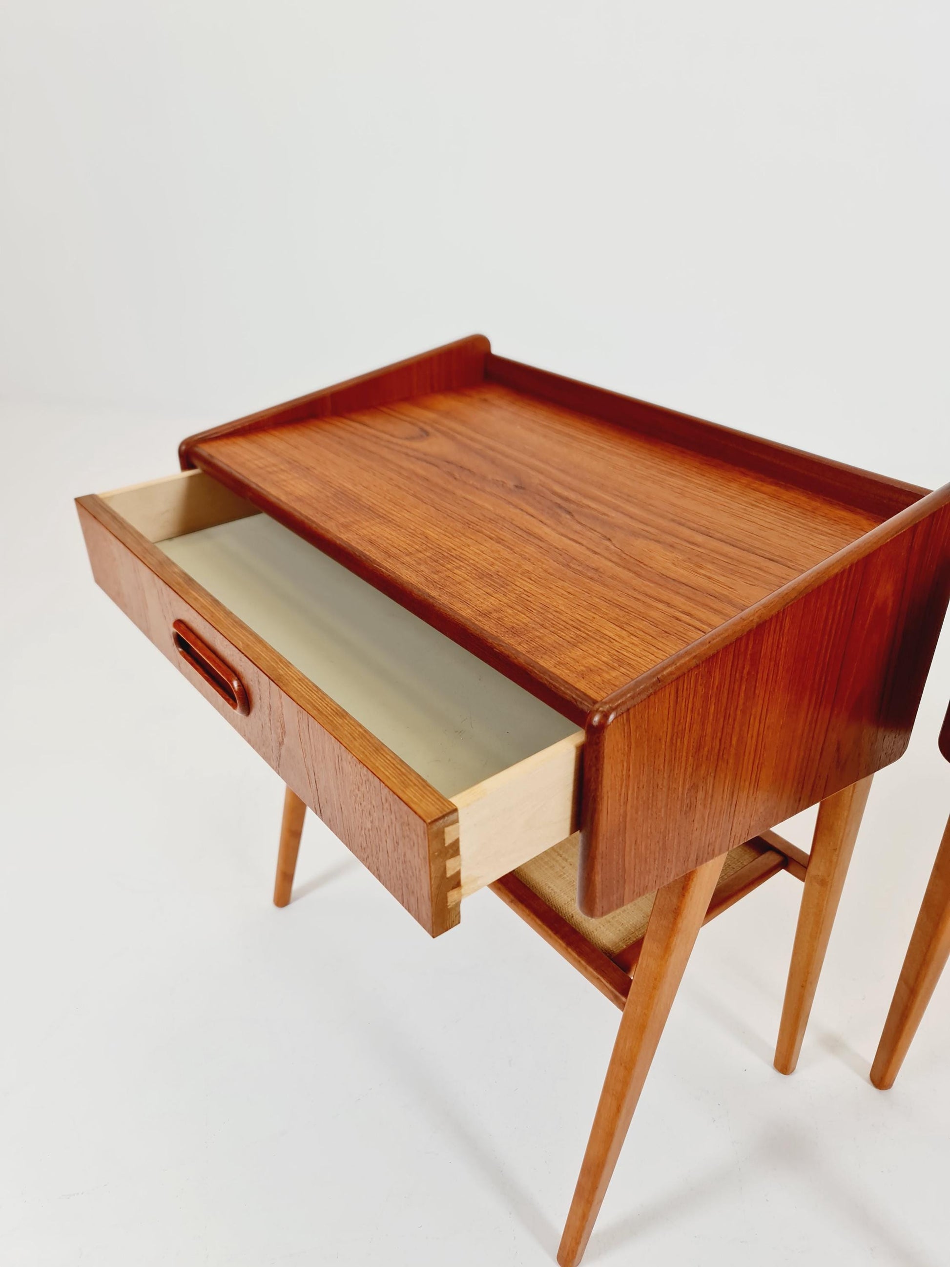 Pair of Midcentury Danish teak Vintage Side table/ Bedside table by Olholm Möbelfabrik, Denmark, 1960s