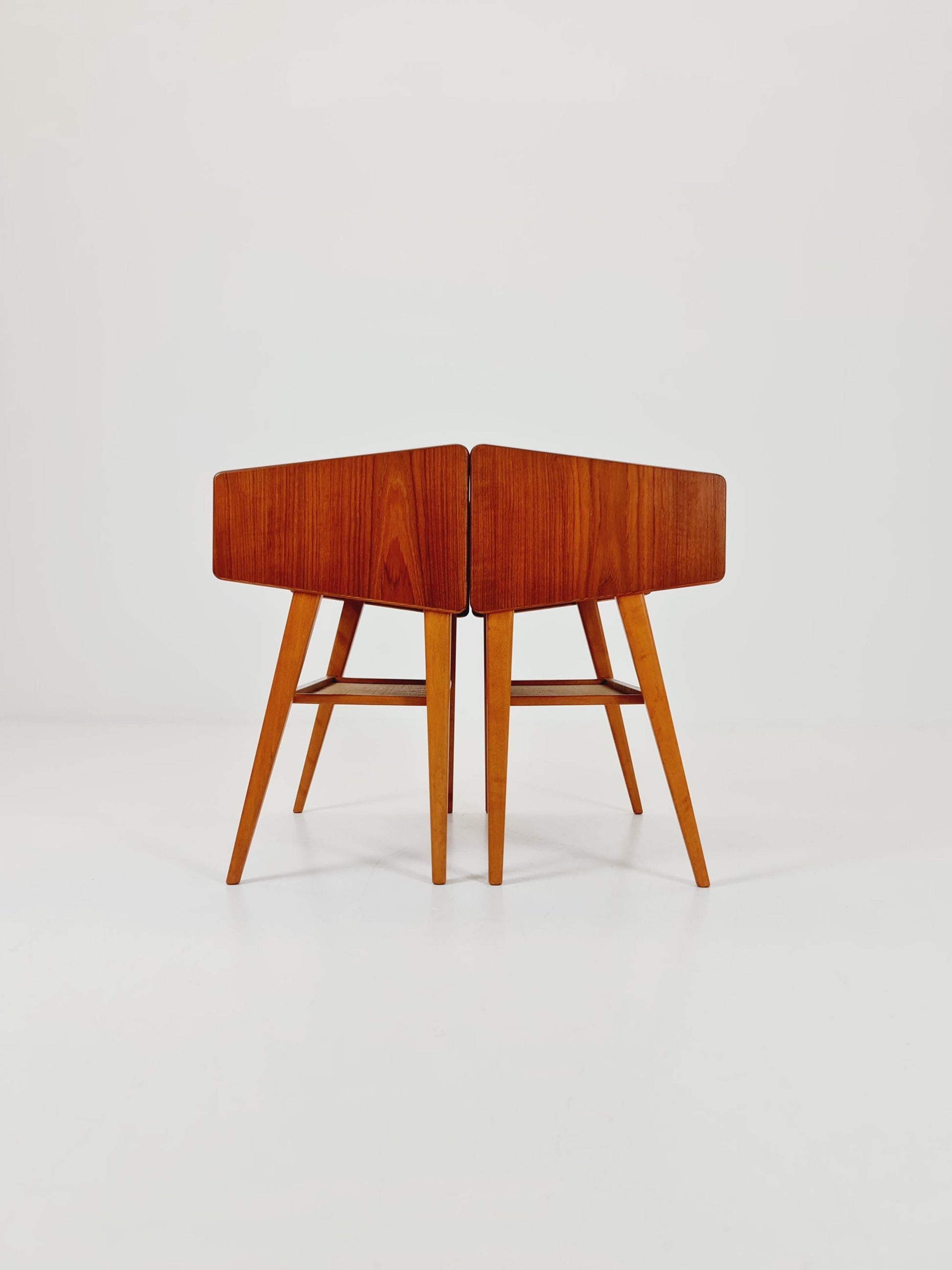 Pair of Midcentury Danish teak Vintage Side table/ Bedside table by Olholm Möbelfabrik, Denmark, 1960s