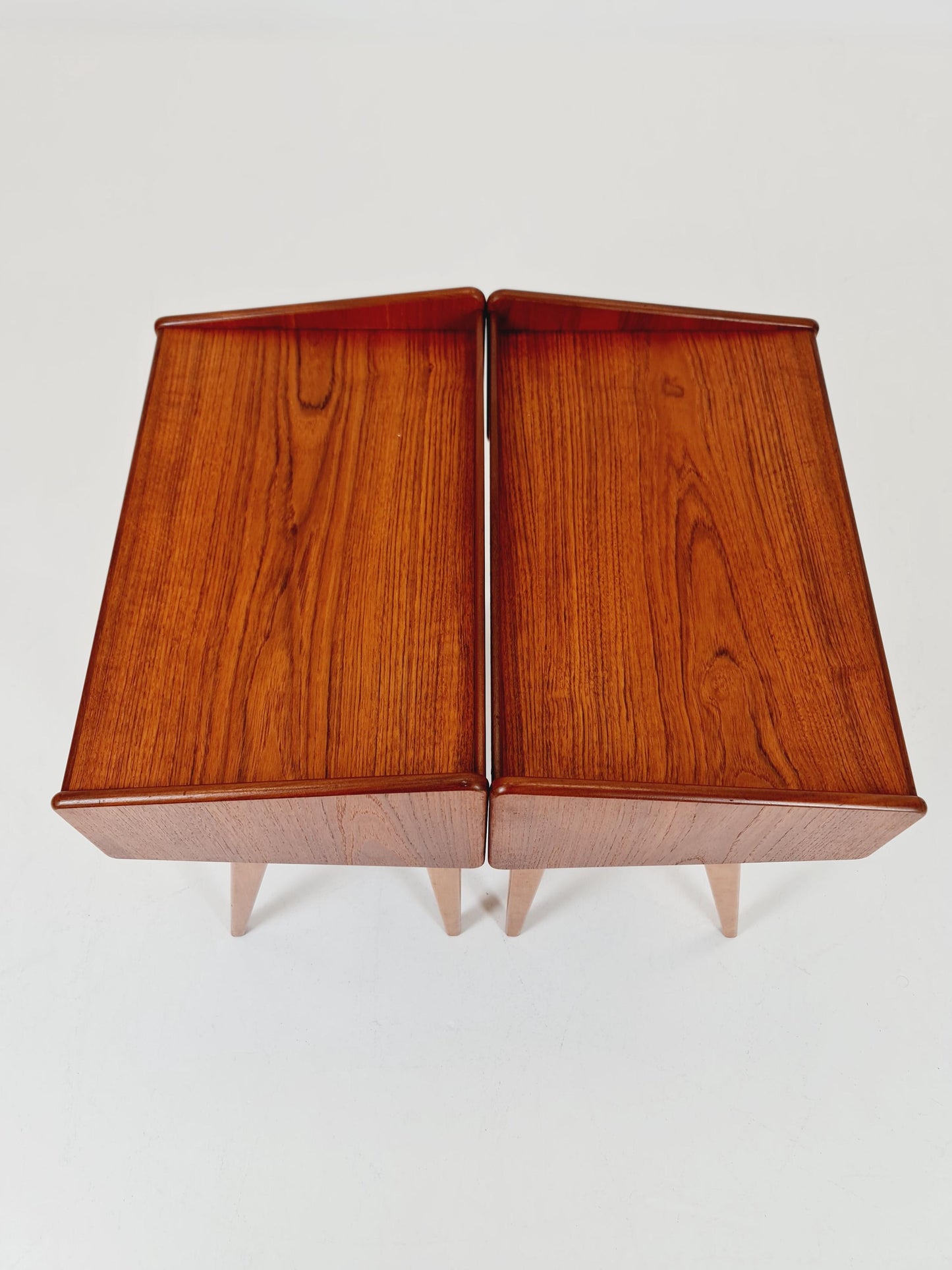 Pair of Midcentury Danish teak Vintage Side table/ Bedside table by Olholm Möbelfabrik, Denmark, 1960s