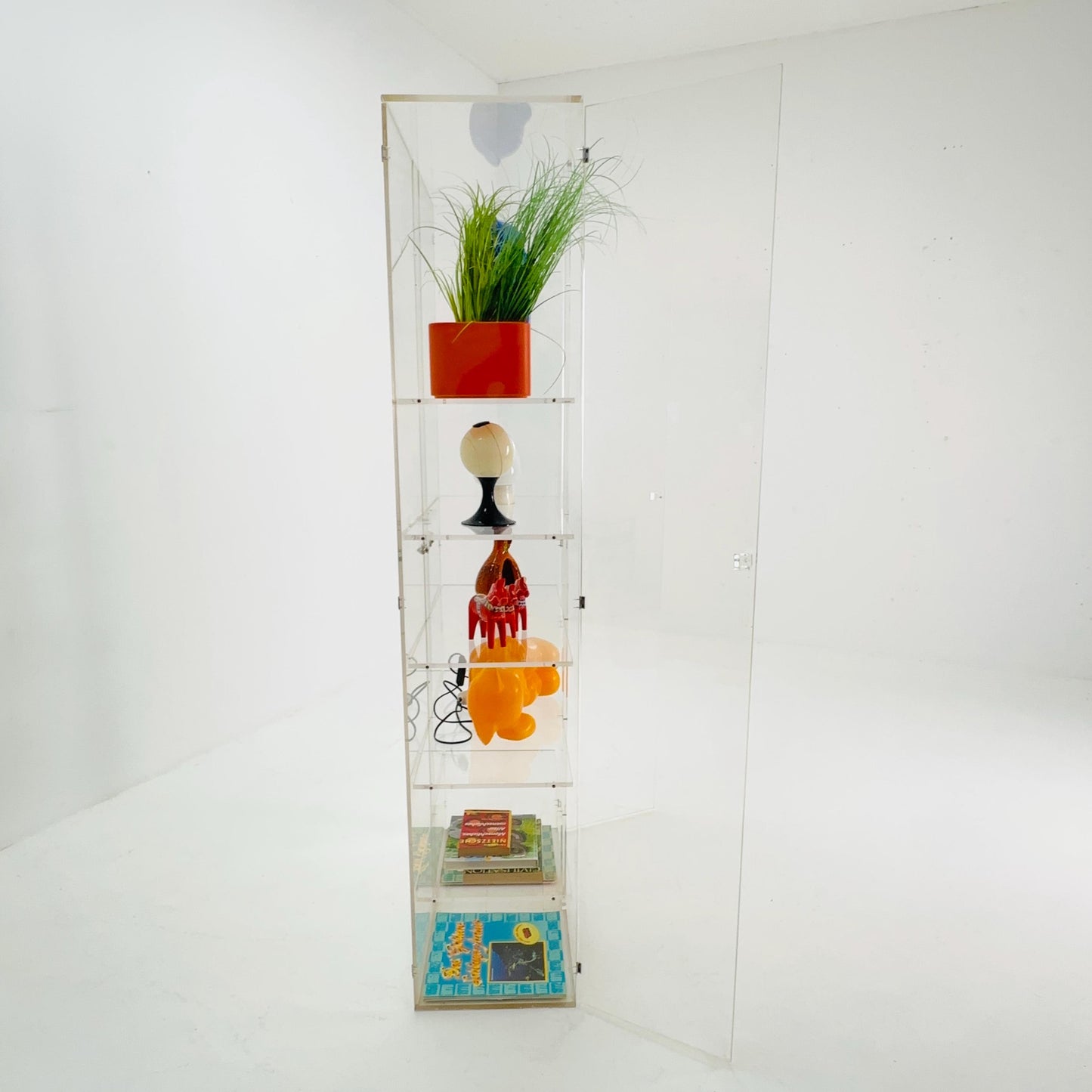 Mid Century Space Age Cabinet Vitrine | Italian Design 1980s | Plexiglass Shelves | Double-Sided Doors