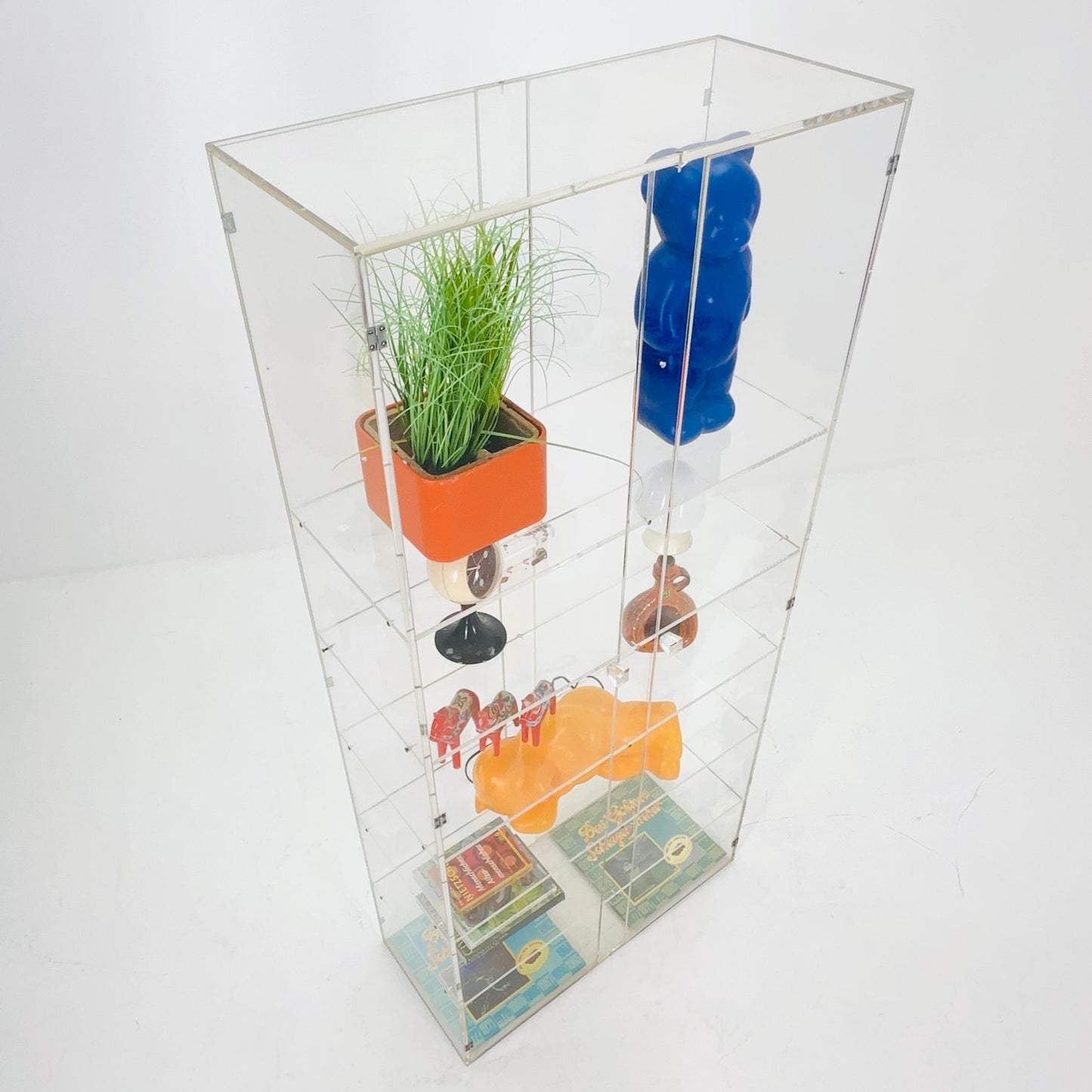 Mid Century Space Age Cabinet Vitrine | Italian Design 1980s | Plexiglass Shelves | Double-Sided Doors
