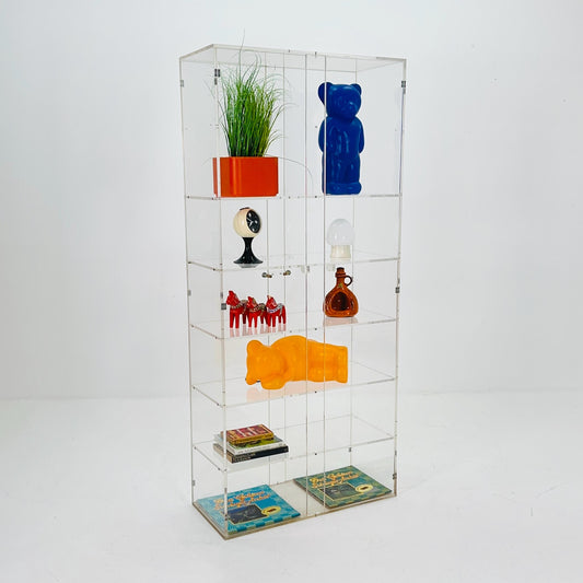 Mid Century Space Age Cabinet Vitrine | Italian Design 1980s | Plexiglass Shelves | Double-Sided Doors