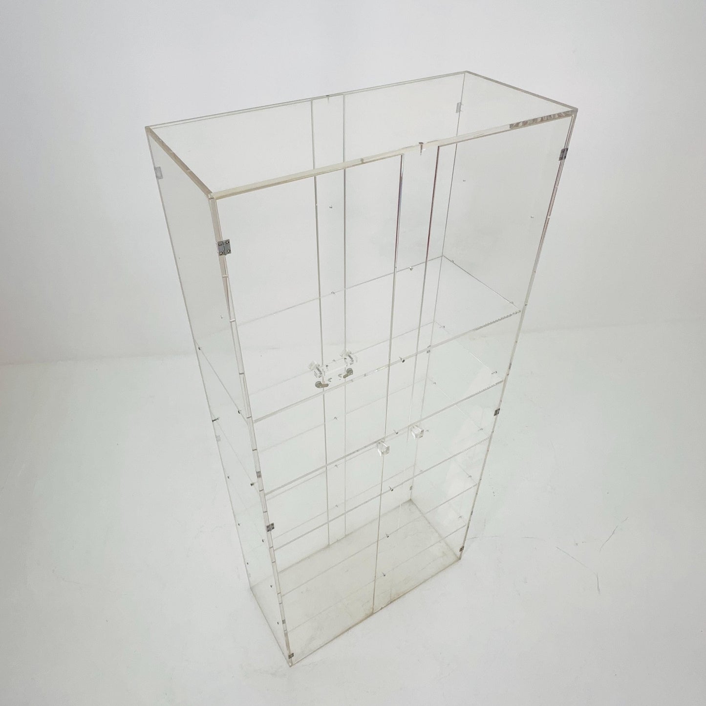 Mid Century Space Age Cabinet Vitrine | Italian Design 1980s | Plexiglass Shelves | Double-Sided Doors