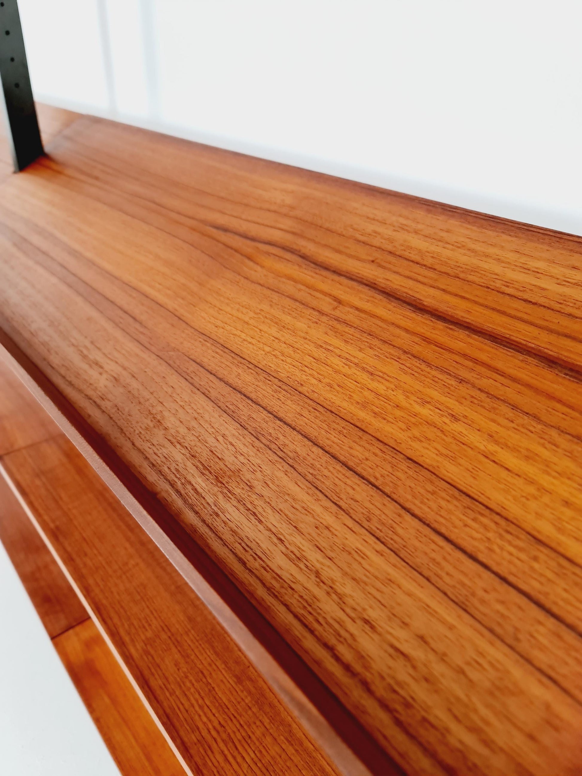 Mid century String shelf system teak & metal by Olof Pira Sweden, 1950s