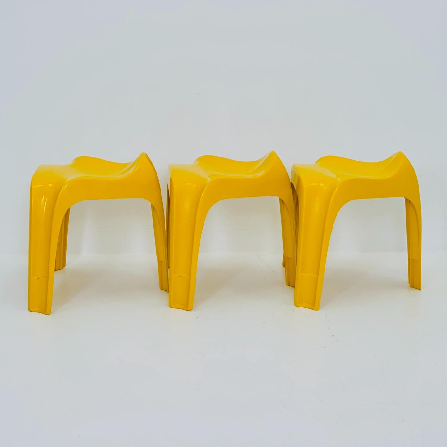 1 of 3 Mid century yellow space age Taboret stool by Alexander Begge for Casala 1970s Germany