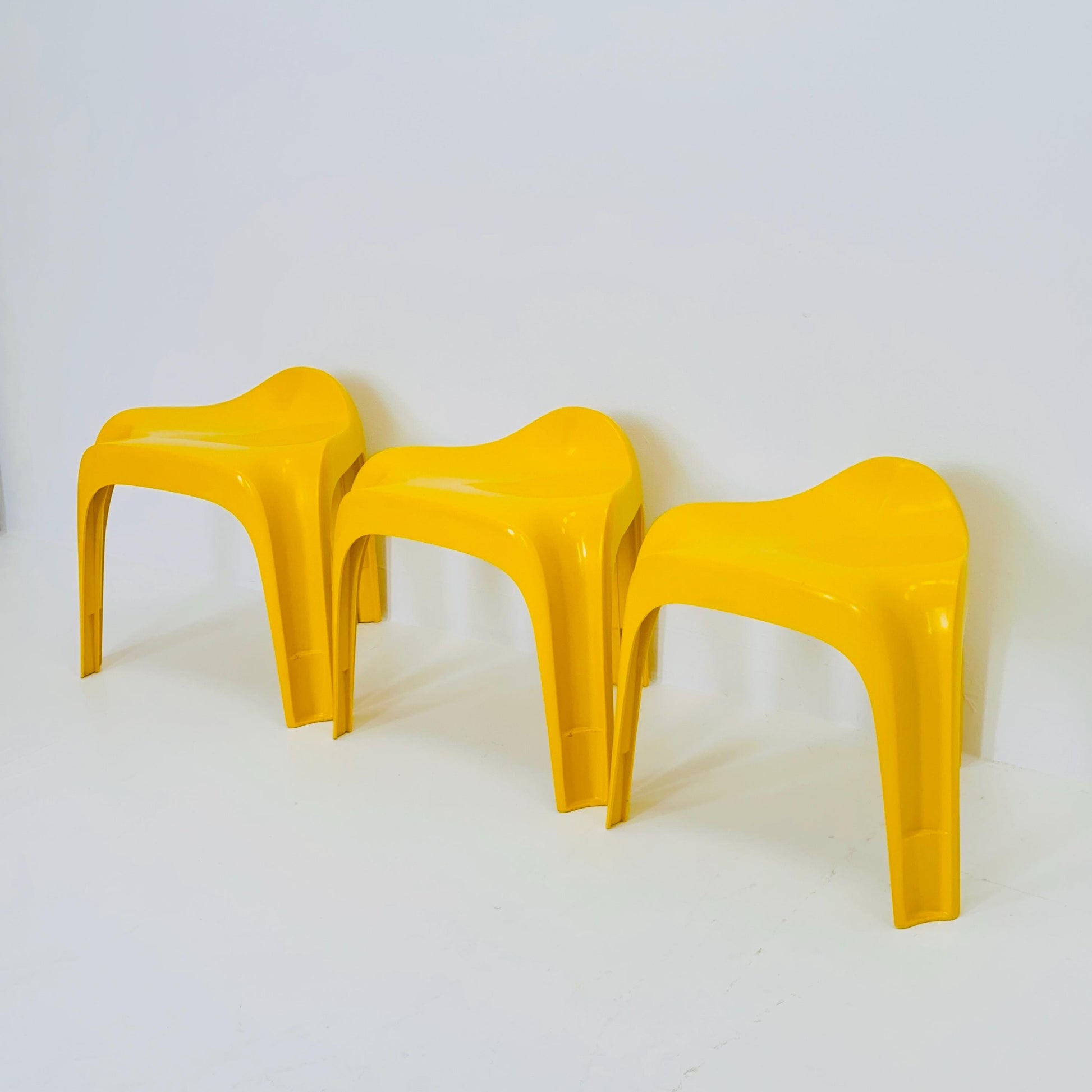 1 of 3 Mid century yellow space age Taboret stool by Alexander Begge for Casala 1970s Germany