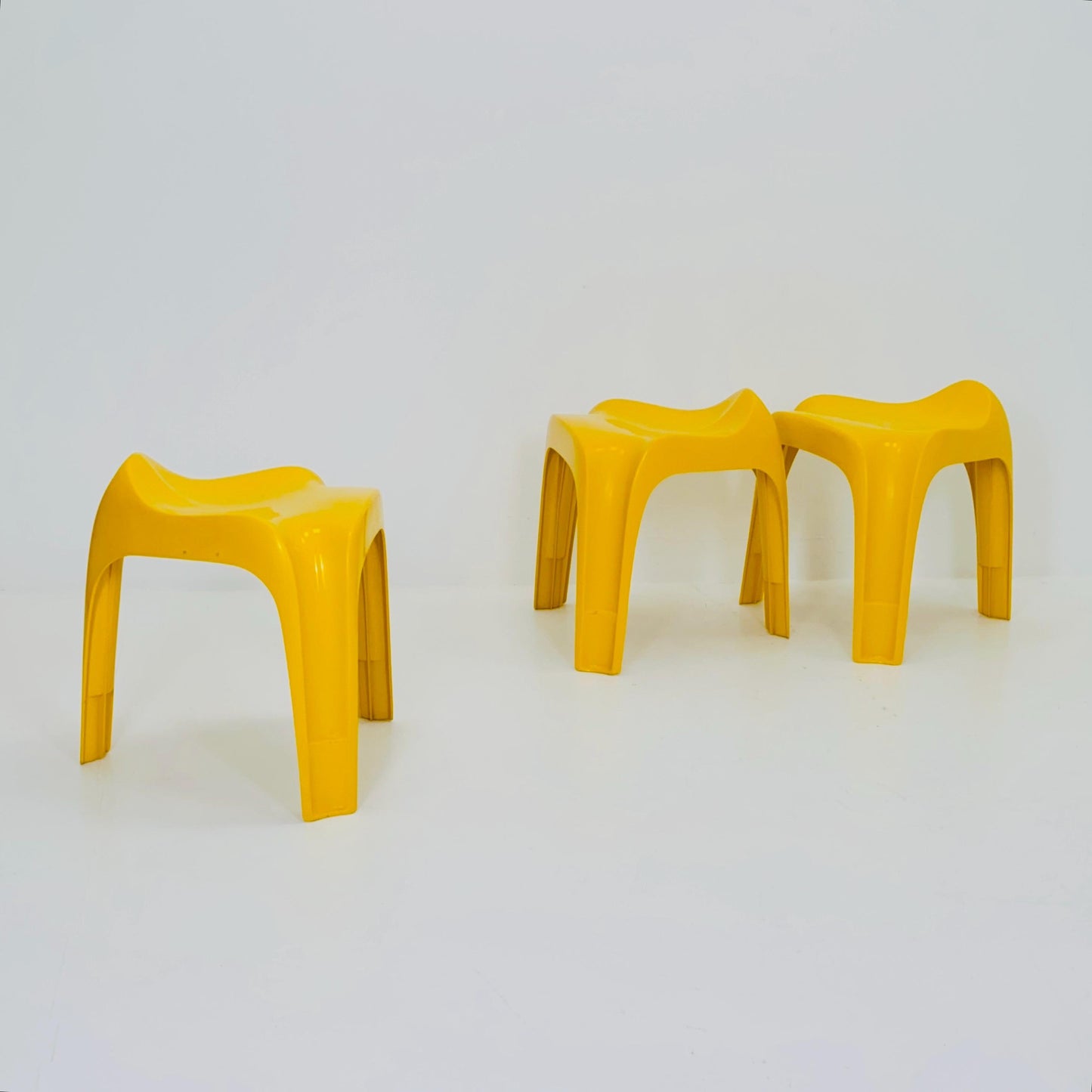 1 of 3 Mid century yellow space age Taboret stool by Alexander Begge for Casala 1970s Germany