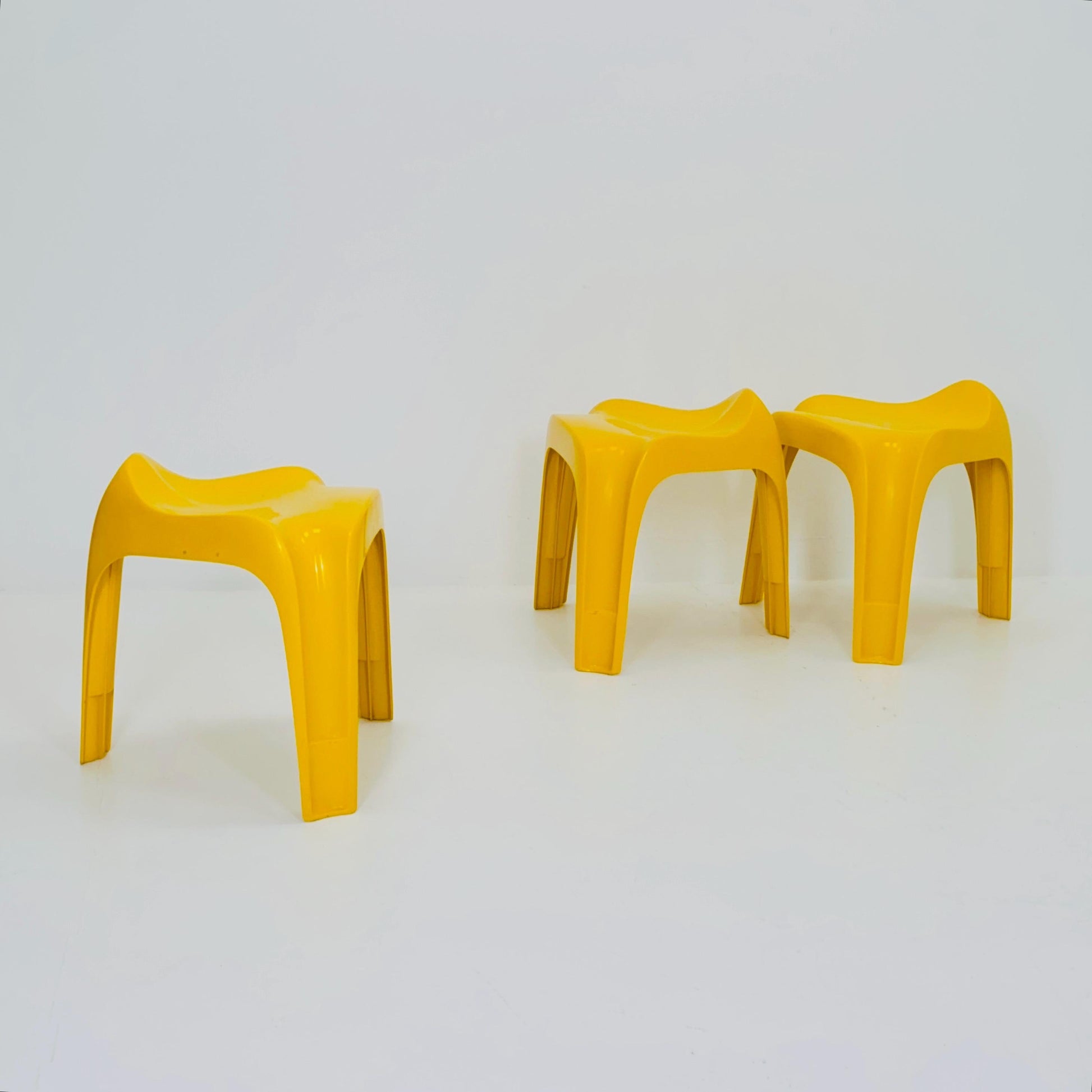 1 of 3 Mid century yellow space age Taboret stool by Alexander Begge for Casala 1970s Germany