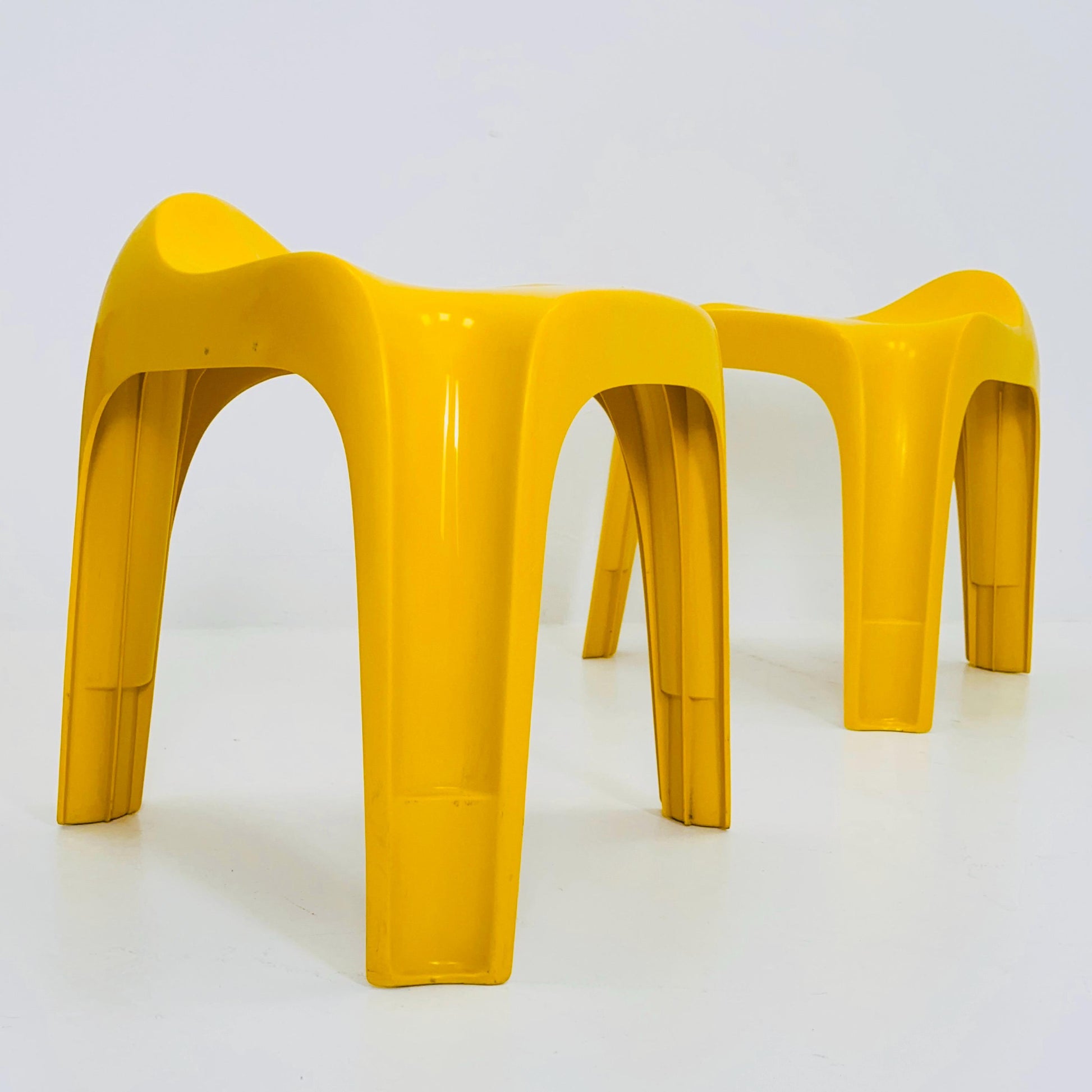 1 of 3 Mid century yellow space age Taboret stool by Alexander Begge for Casala 1970s Germany
