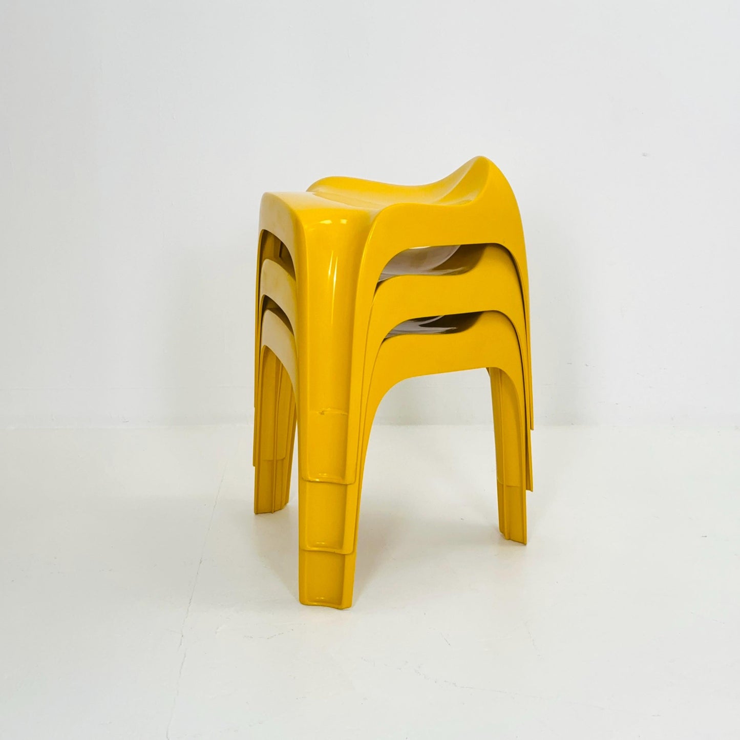 1 of 3 Mid century yellow space age Taboret stool by Alexander Begge for Casala 1970s Germany