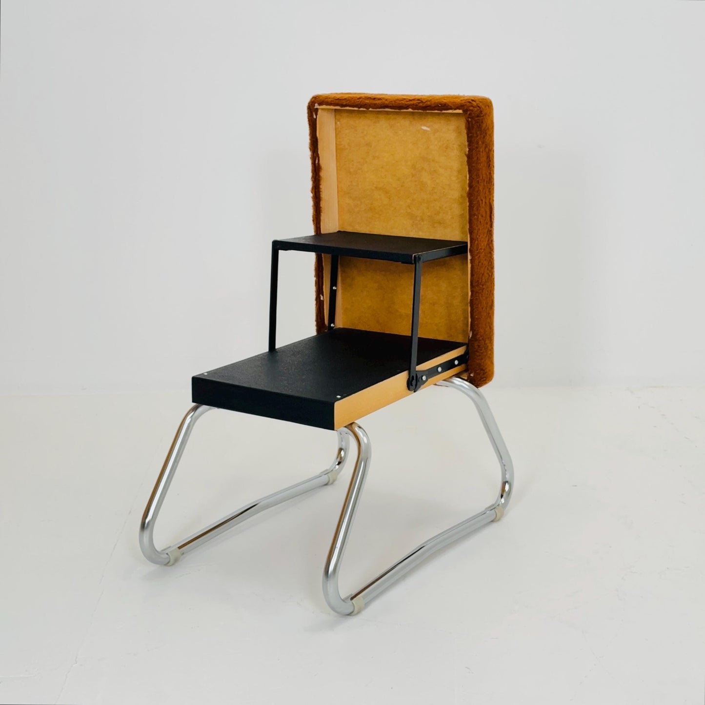 Mid century Bauhaus Stool with Chrome Accents and Hidden Steps –1960s