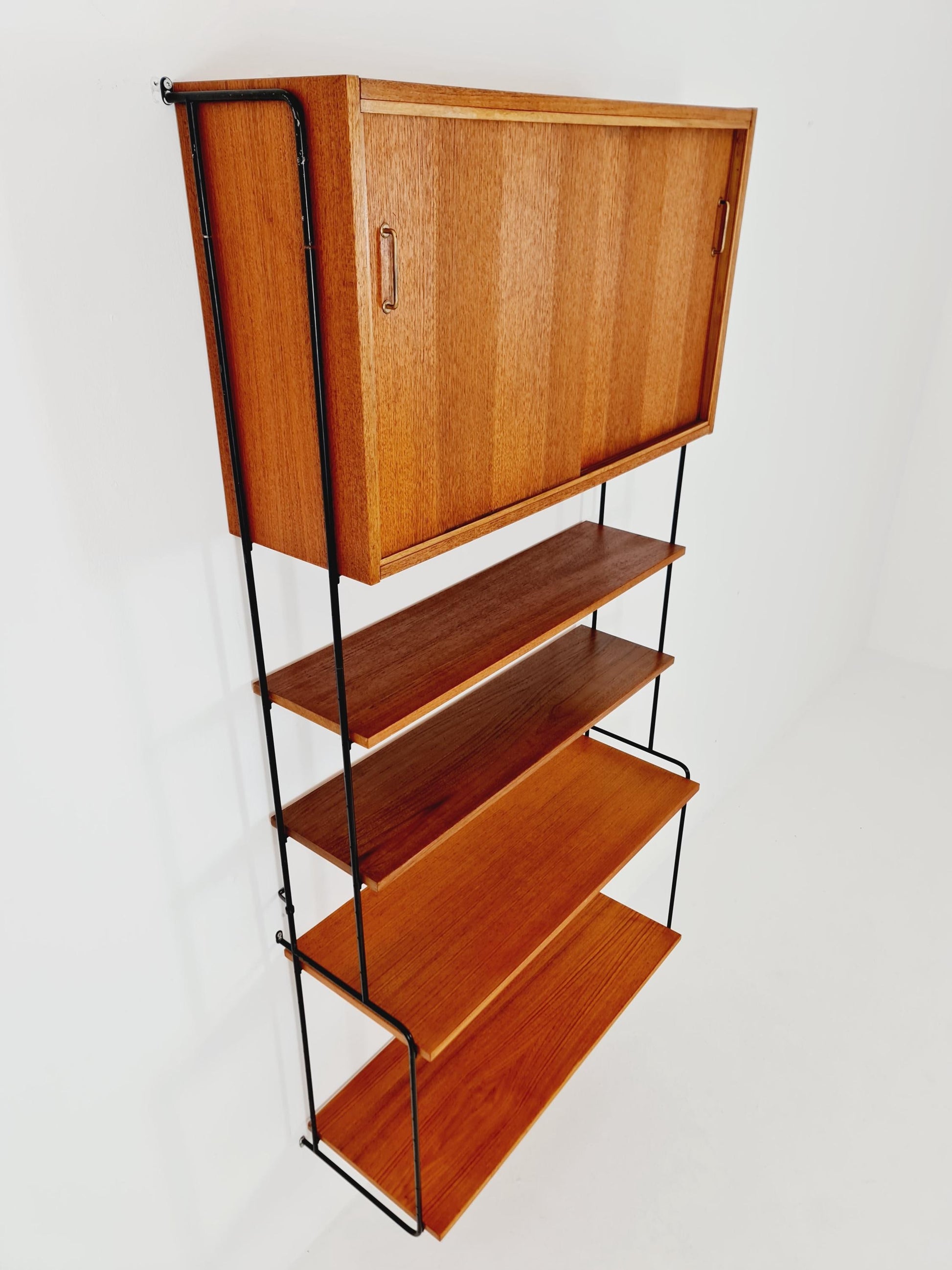 Mid century Teak wall shelving unit by Hilker for Omnia, Germany, 1960s