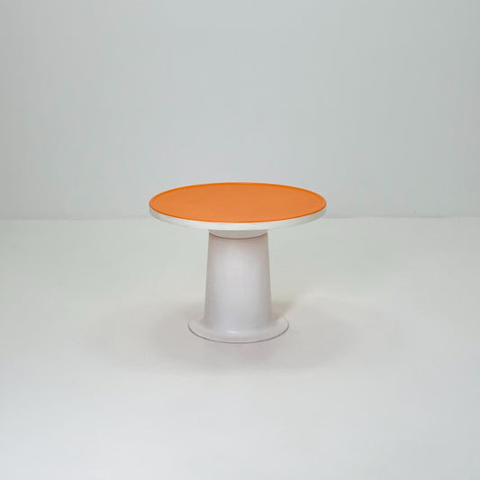 Mid century Yrjö Kukkapuro “Saturnus” Low Table – White & Orange | Haimi Finland, 1970s | Modernist Space Age Design