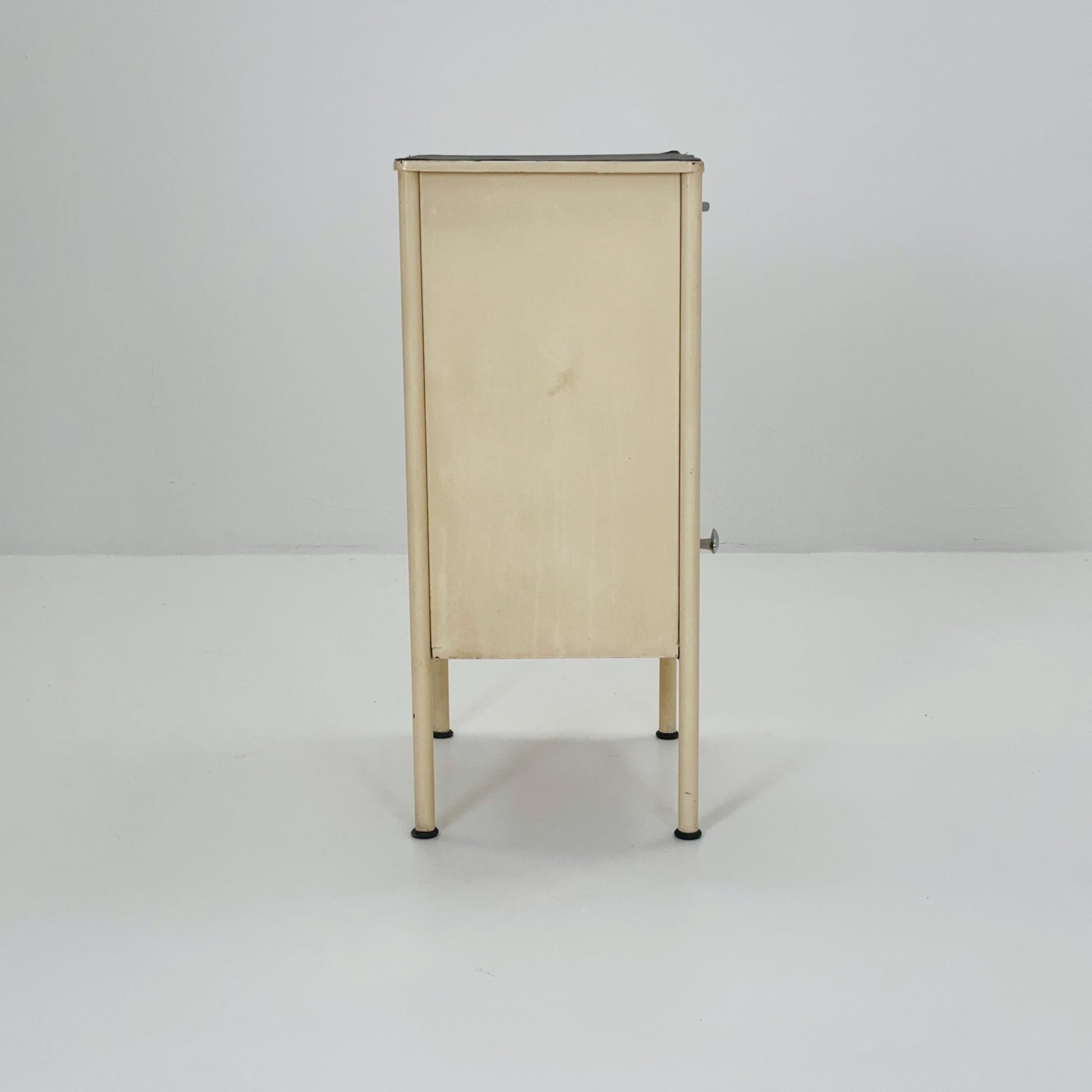 Mid century Bauhaus metal nightstand by Stiegelmeyer in white 1940s Germany