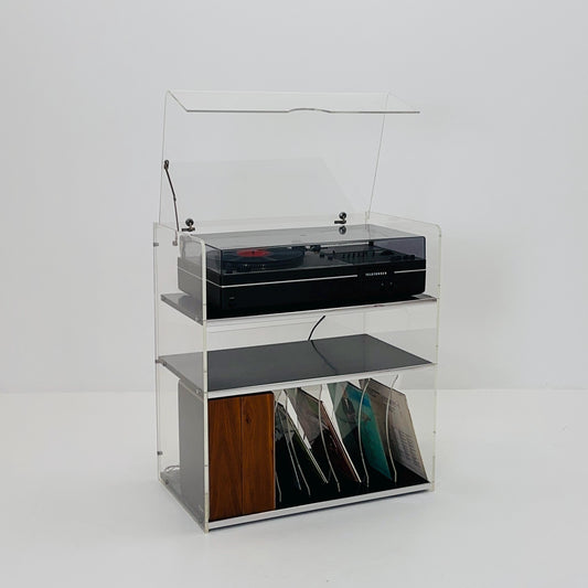 Space age Plexiglass vinyl storage /stand by Michel Dumas for Roche Bobois 1970s