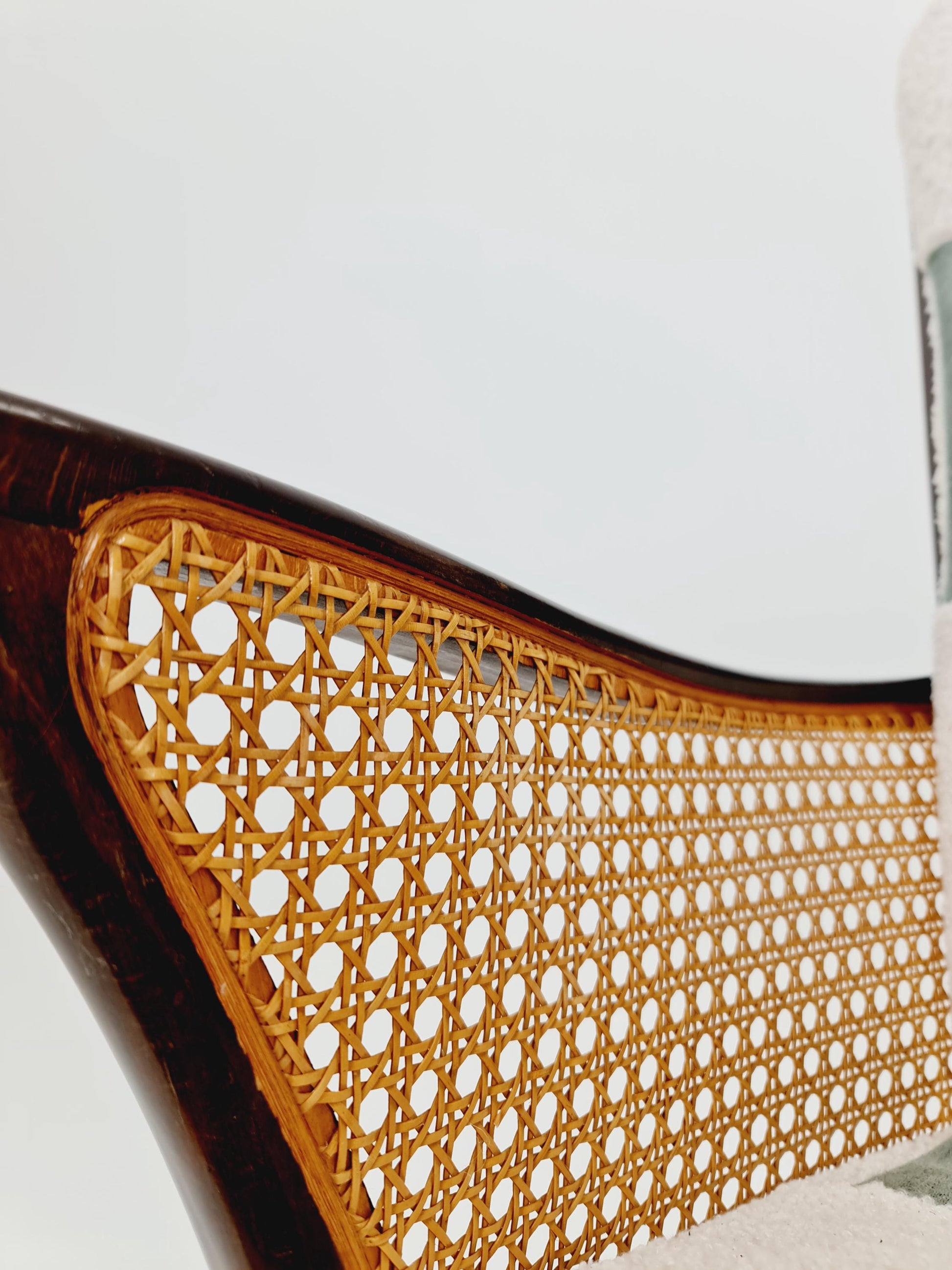 Rare Midcentury German Set of Wiener Rattan club lounge chair , 1950s