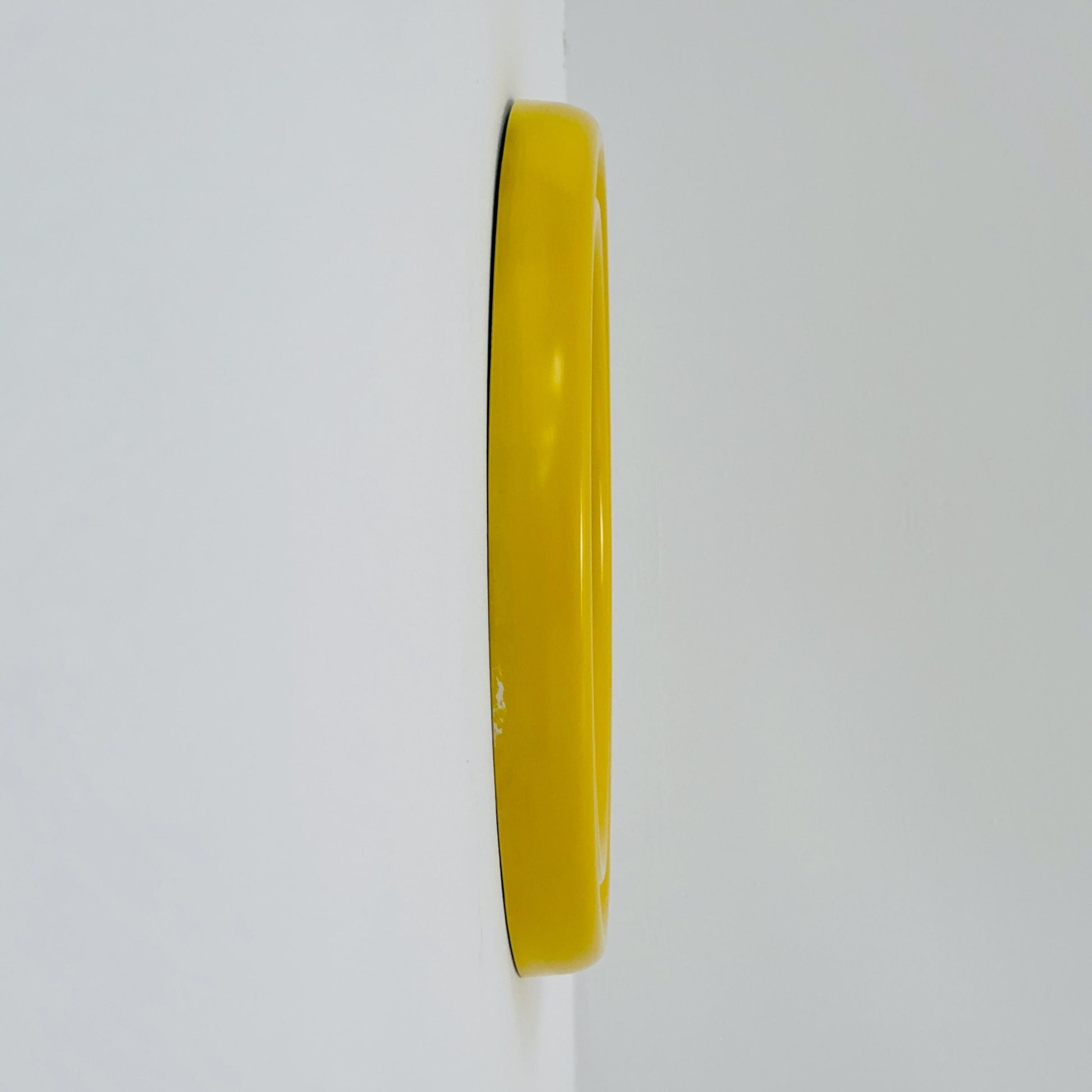 Mid century Spaceage yellow Kristal wall round mirror Schönbuch ,1970s Germany