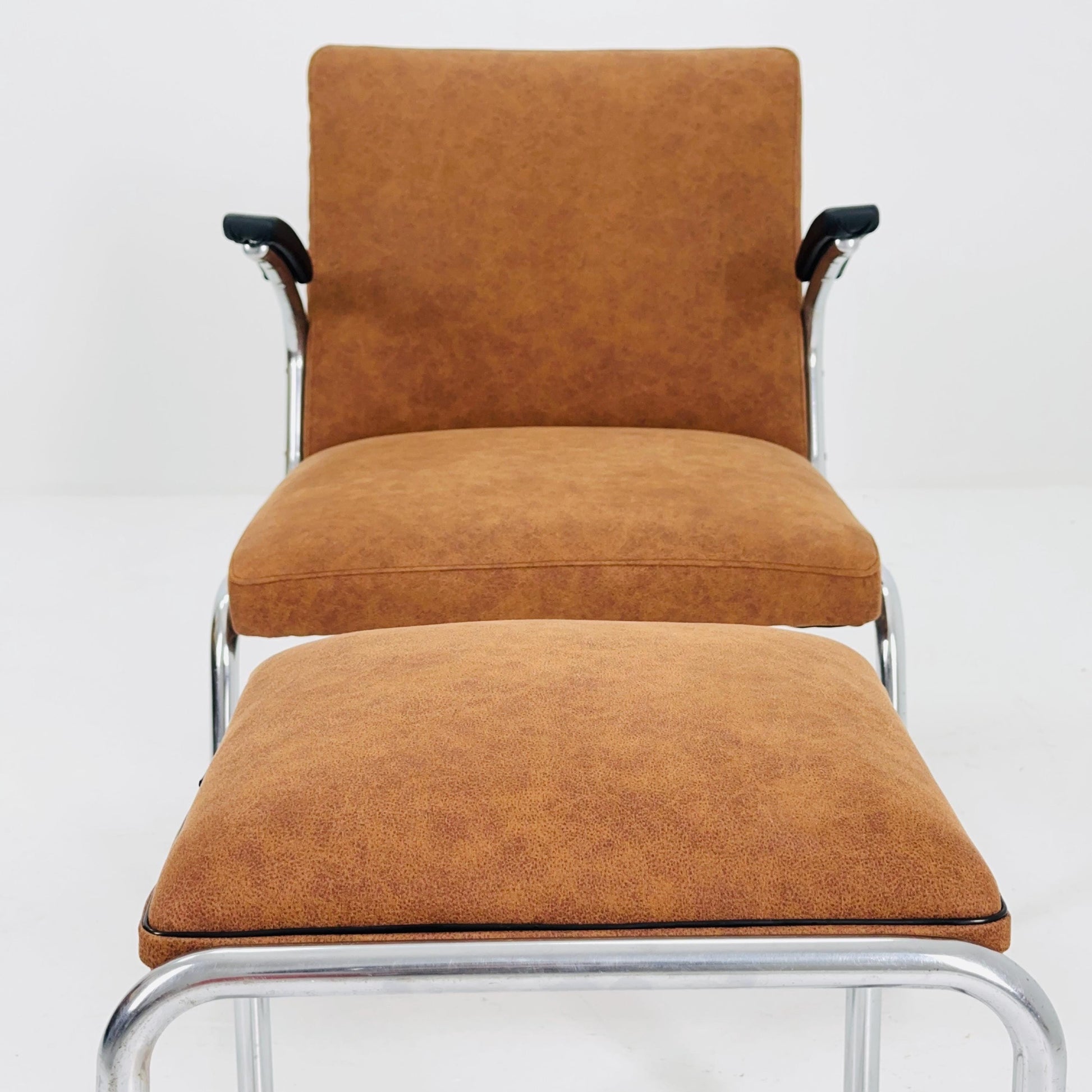 Mid-Century Bauhaus Lounge Chair & Ottoman Set by Drabert, Germany, 1950s