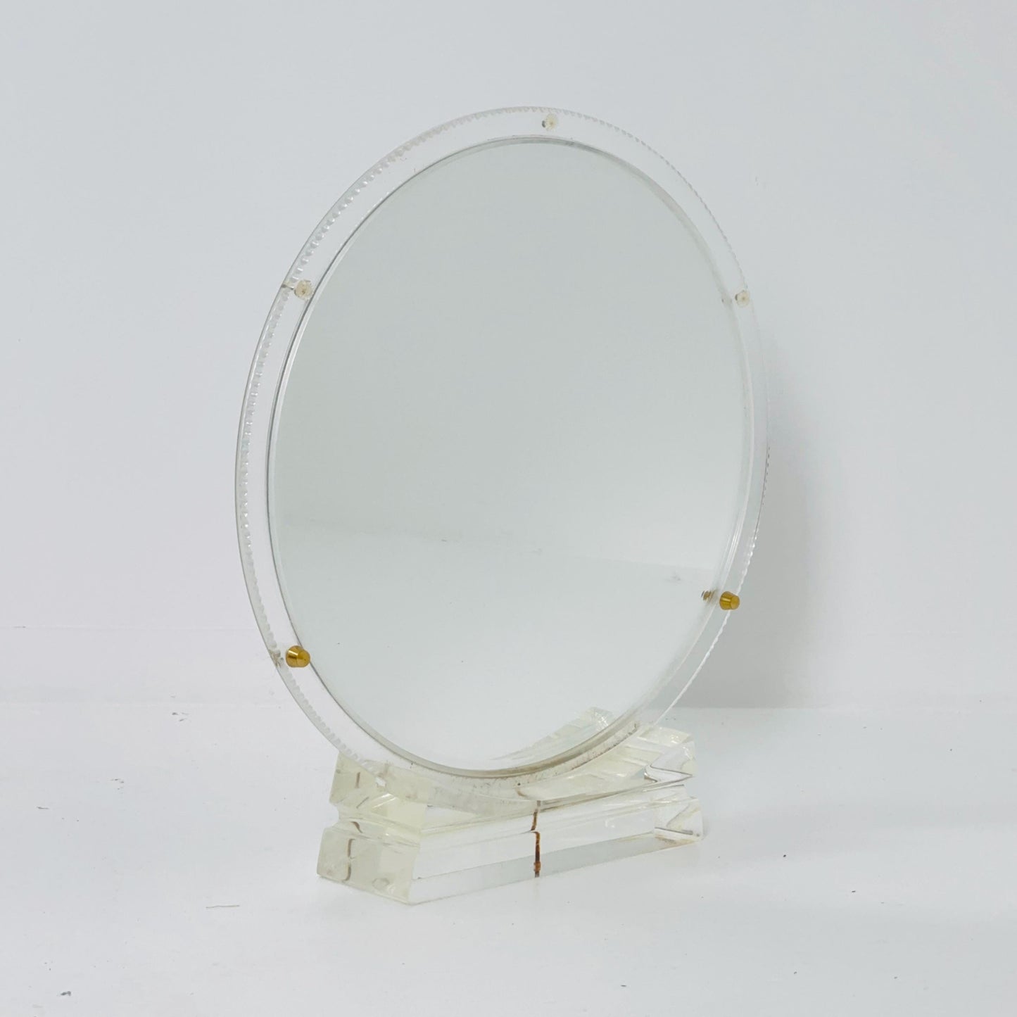 Mid century acrylic glass Lucite Makeup Mirror by Charles Hollis Jones 1970s
