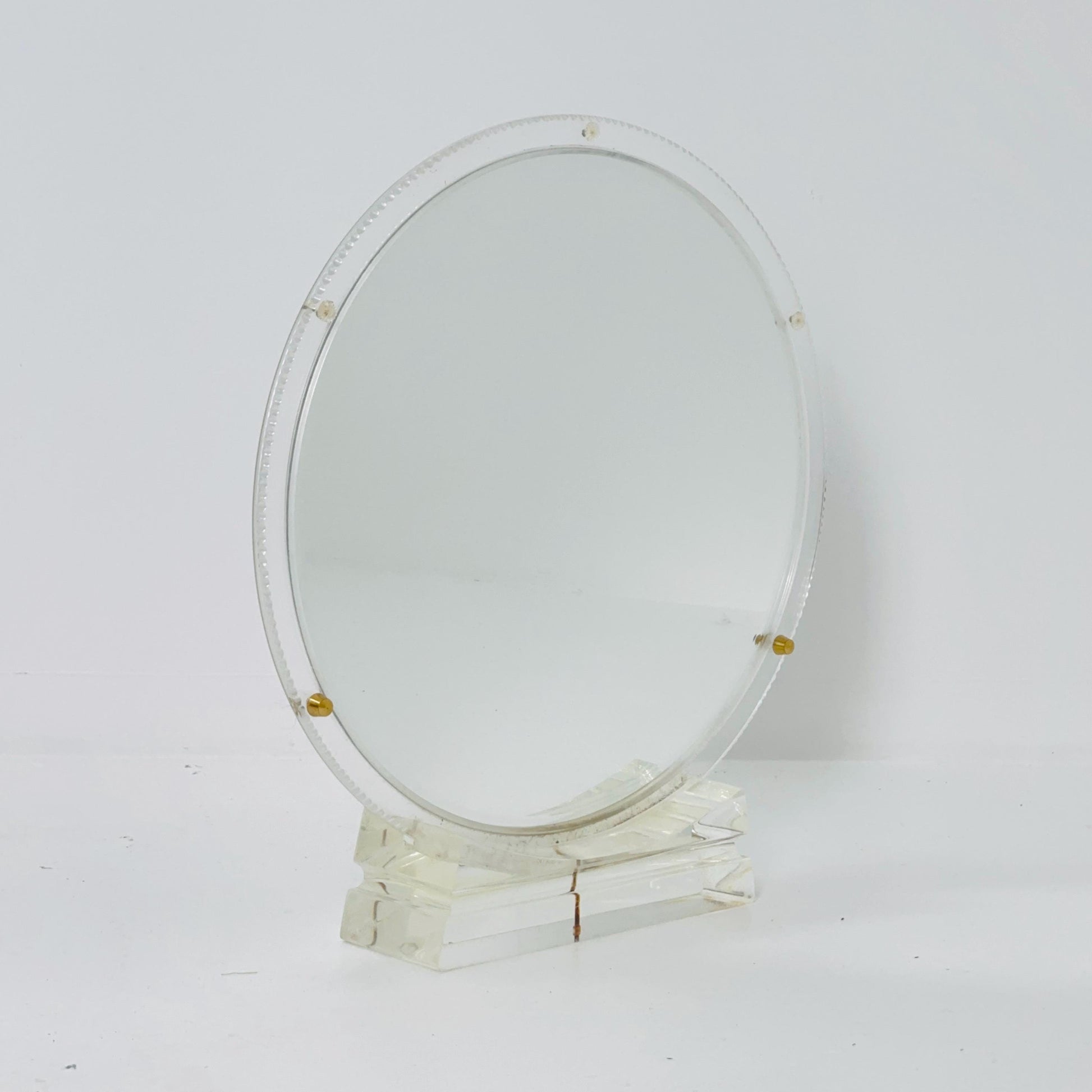 Mid century acrylic glass Lucite Makeup Mirror by Charles Hollis Jones 1970s