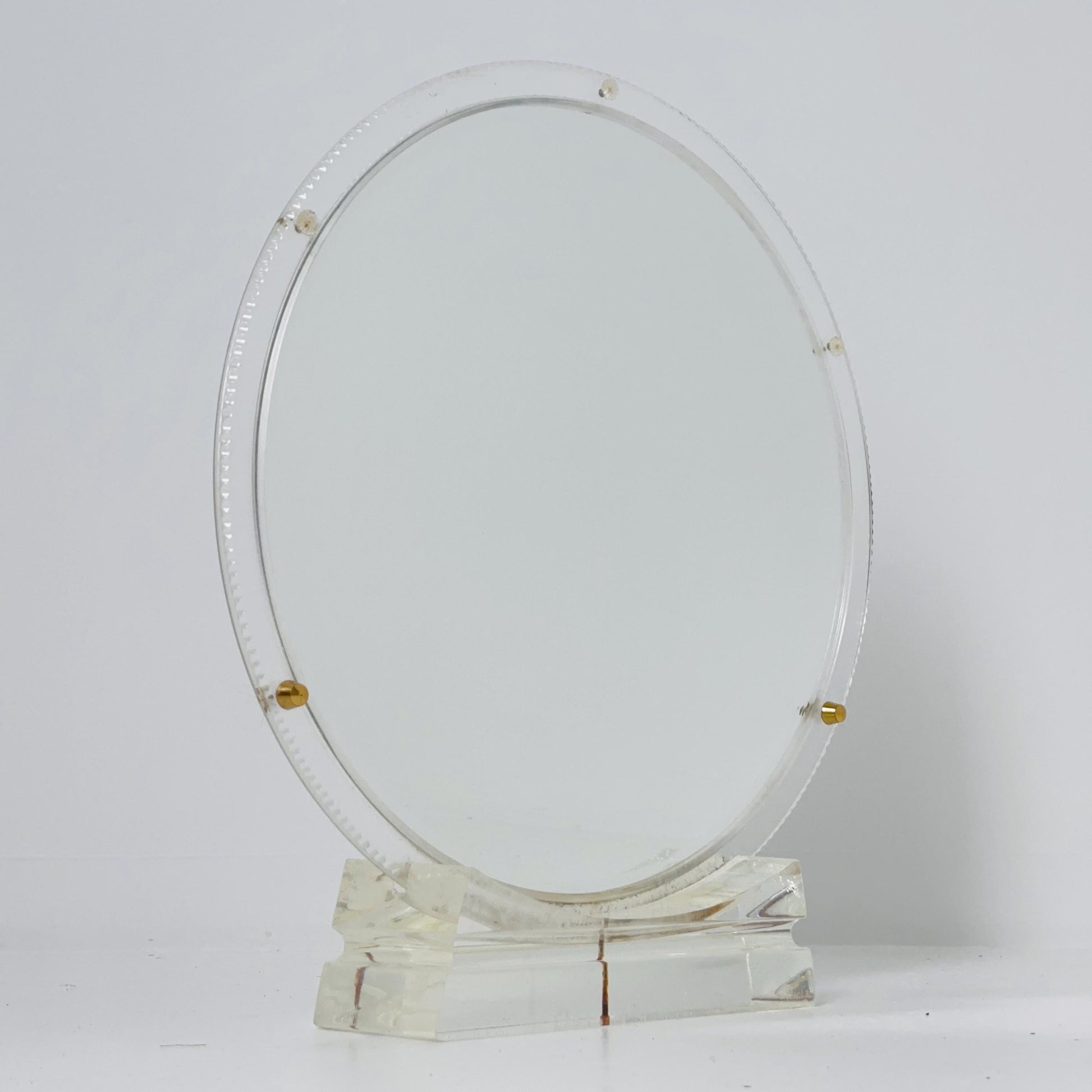 Mid century acrylic glass Lucite Makeup Mirror by Charles Hollis Jones 1970s