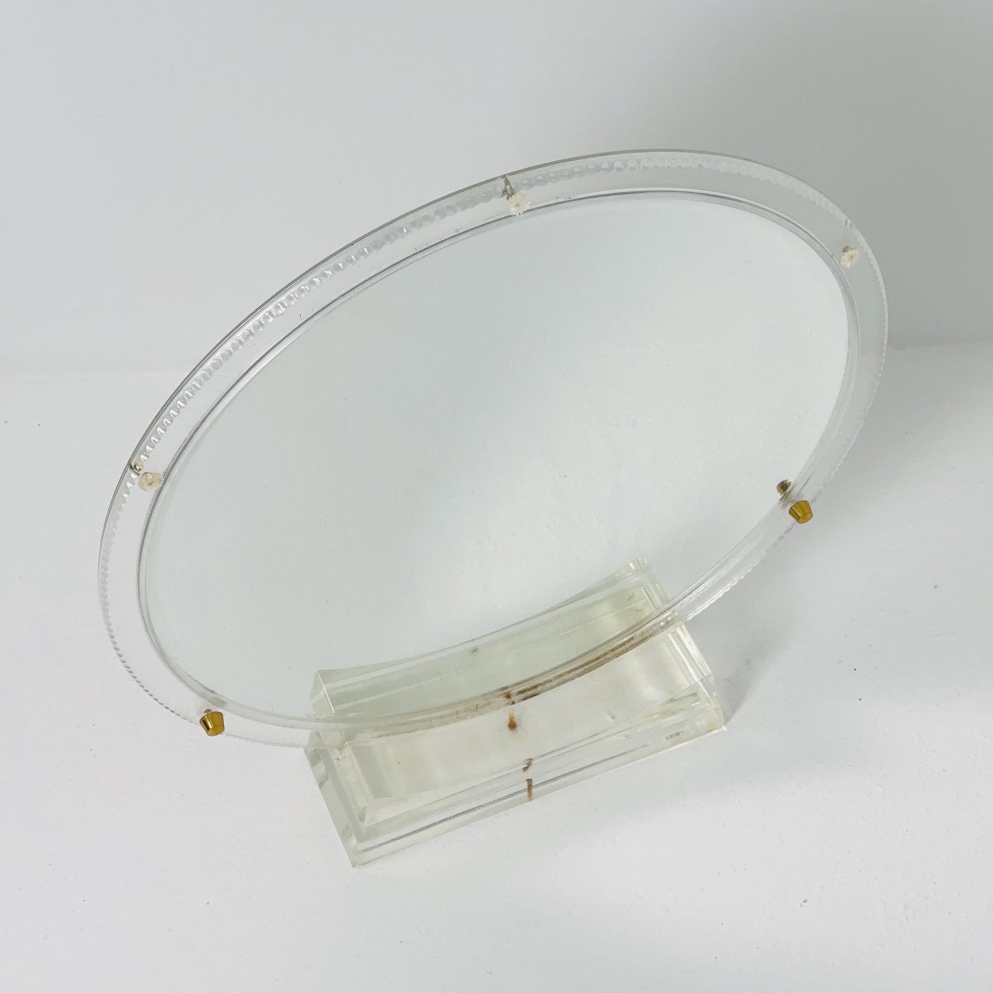 Mid century acrylic glass Lucite Makeup Mirror by Charles Hollis Jones 1970s