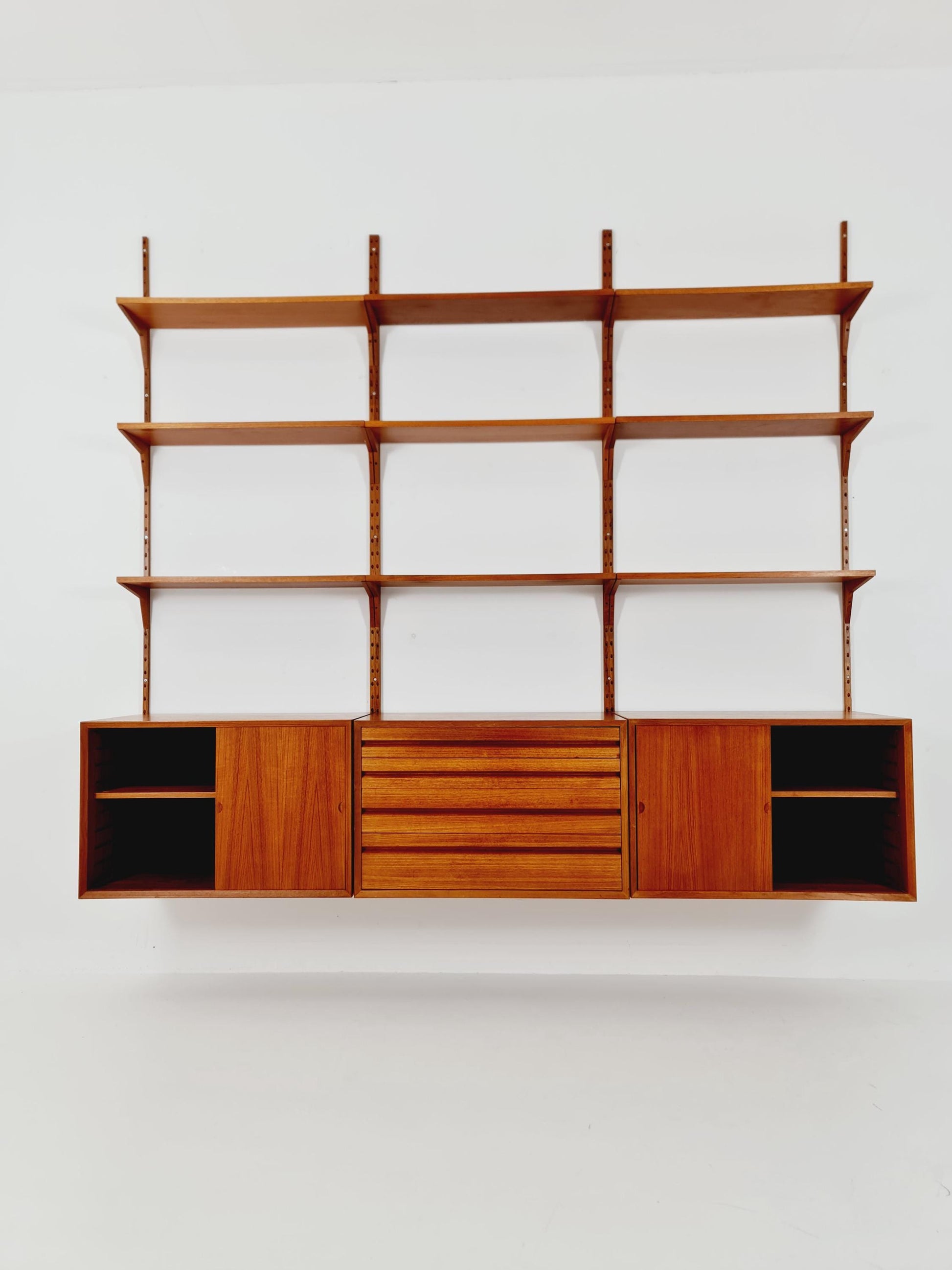 Big Mid century Danish Teak Wall Unit with 3 cabinets by Poul Cadovius for Cado, Denmark, 1960s
