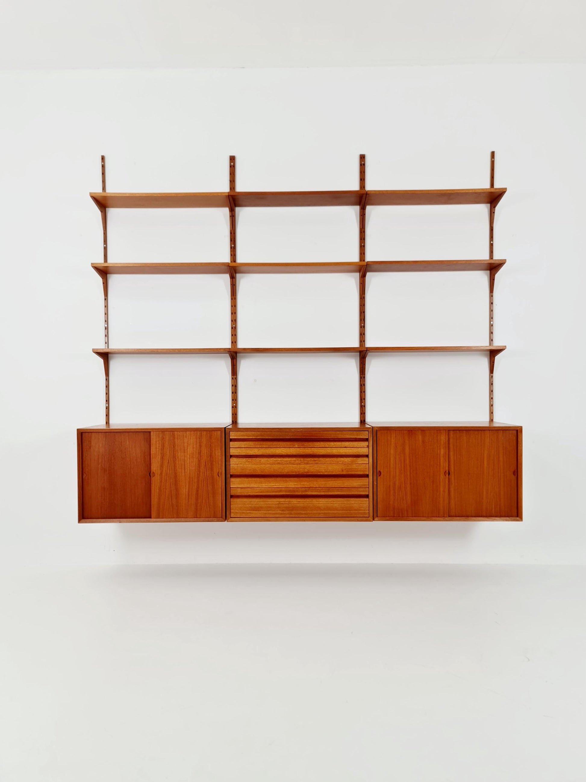 Big Mid century Danish Teak Wall Unit with 3 cabinets by Poul Cadovius for Cado, Denmark, 1960s