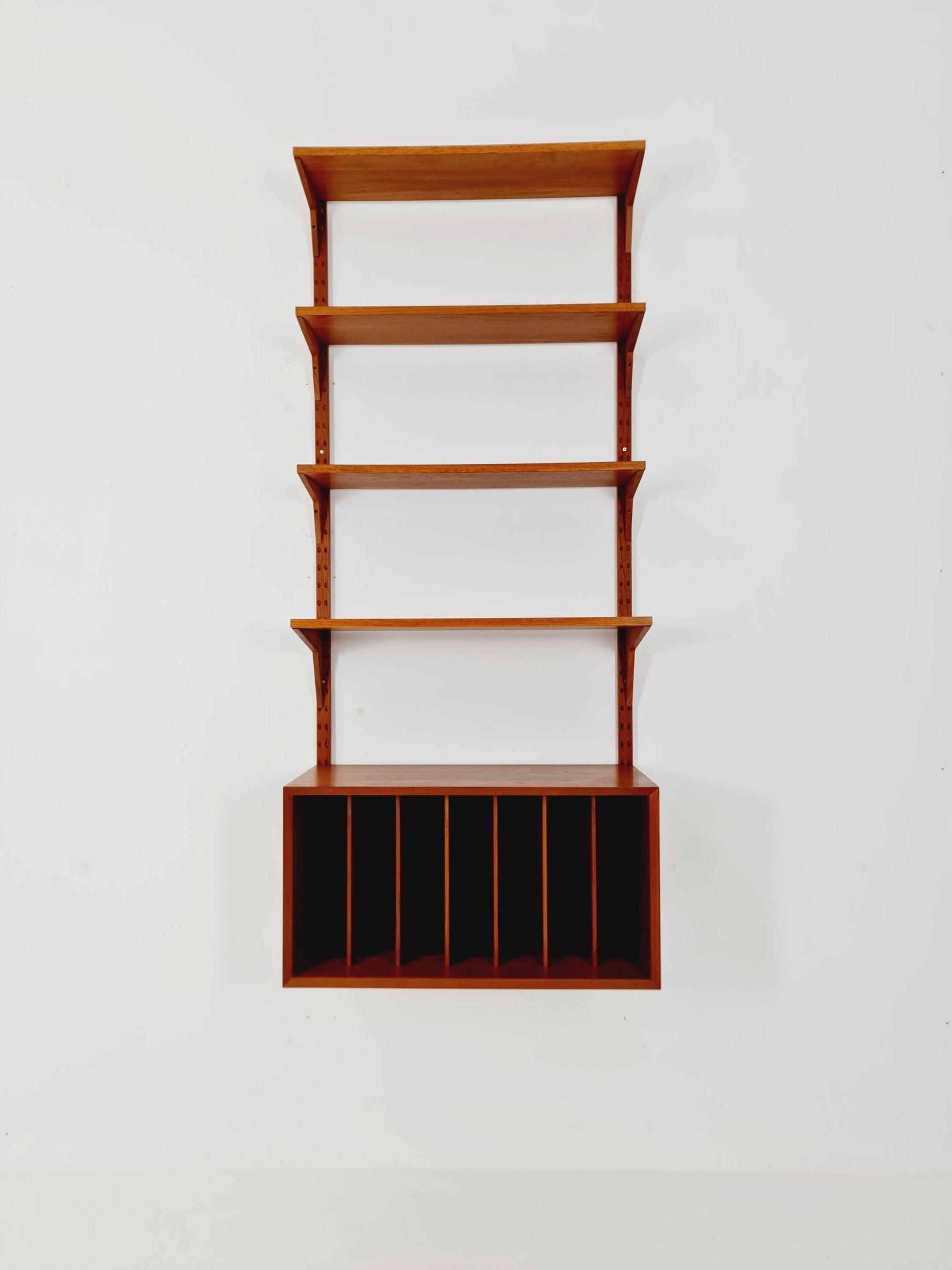 Mid century Single Danish Teak Wall Unit with Vinyl Box / Record Cabinet by Poul Cadovius for Cado, Denmark, 1960s