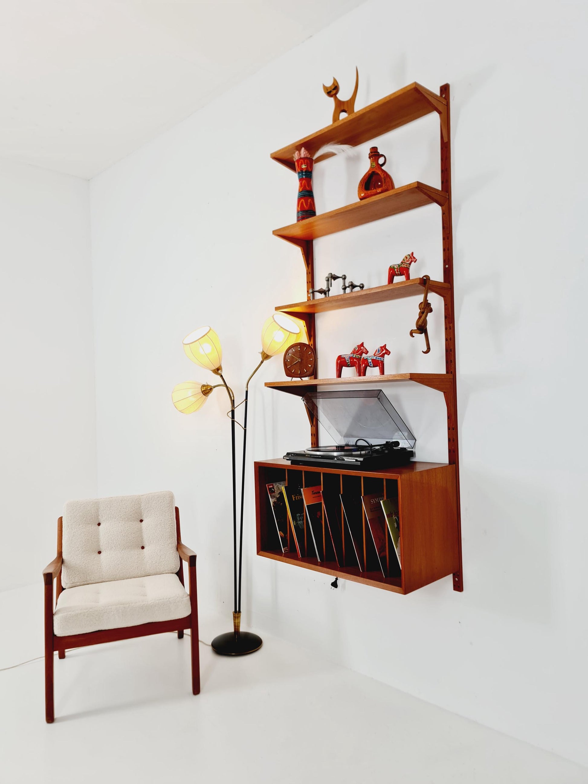 Mid century Single Danish Teak Wall Unit with Vinyl Box / Record Cabinet by Poul Cadovius for Cado, Denmark, 1960s