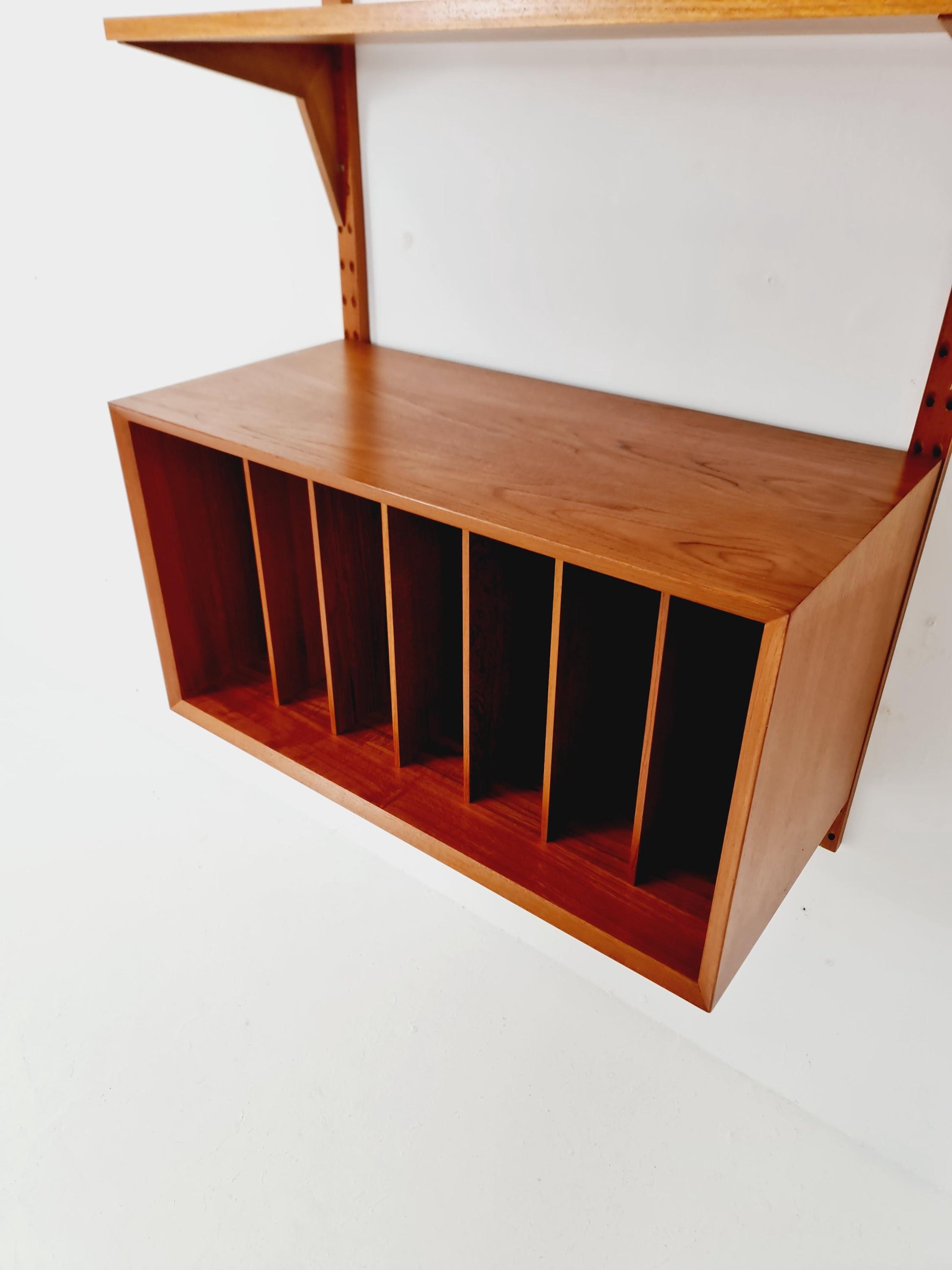 Mid century Single Danish Teak Wall Unit with Vinyl Box / Record Cabinet by Poul Cadovius for Cado, Denmark, 1960s