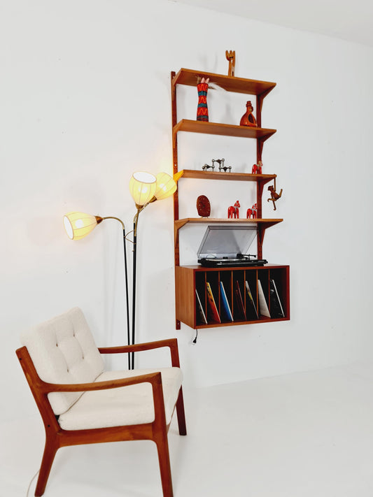 Mid century Single Danish Teak Wall Unit with Vinyl Box / Record Cabinet by Poul Cadovius for Cado, Denmark, 1960s