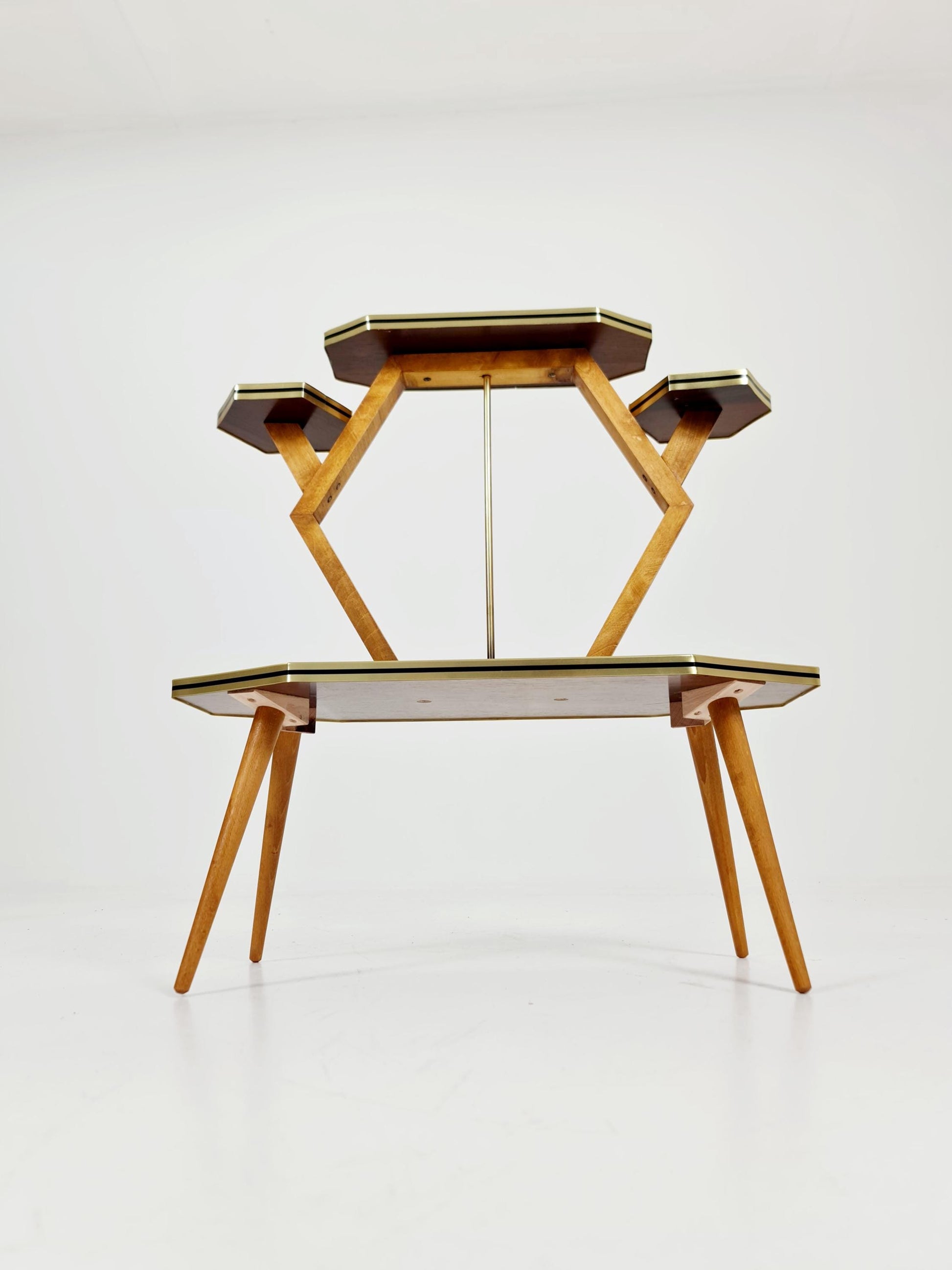 Rare Large German Plant Stand, Colorful Vintage Mid-Century Minimalist Indoor Plant Stand Side Table Retro flower table, 1950s