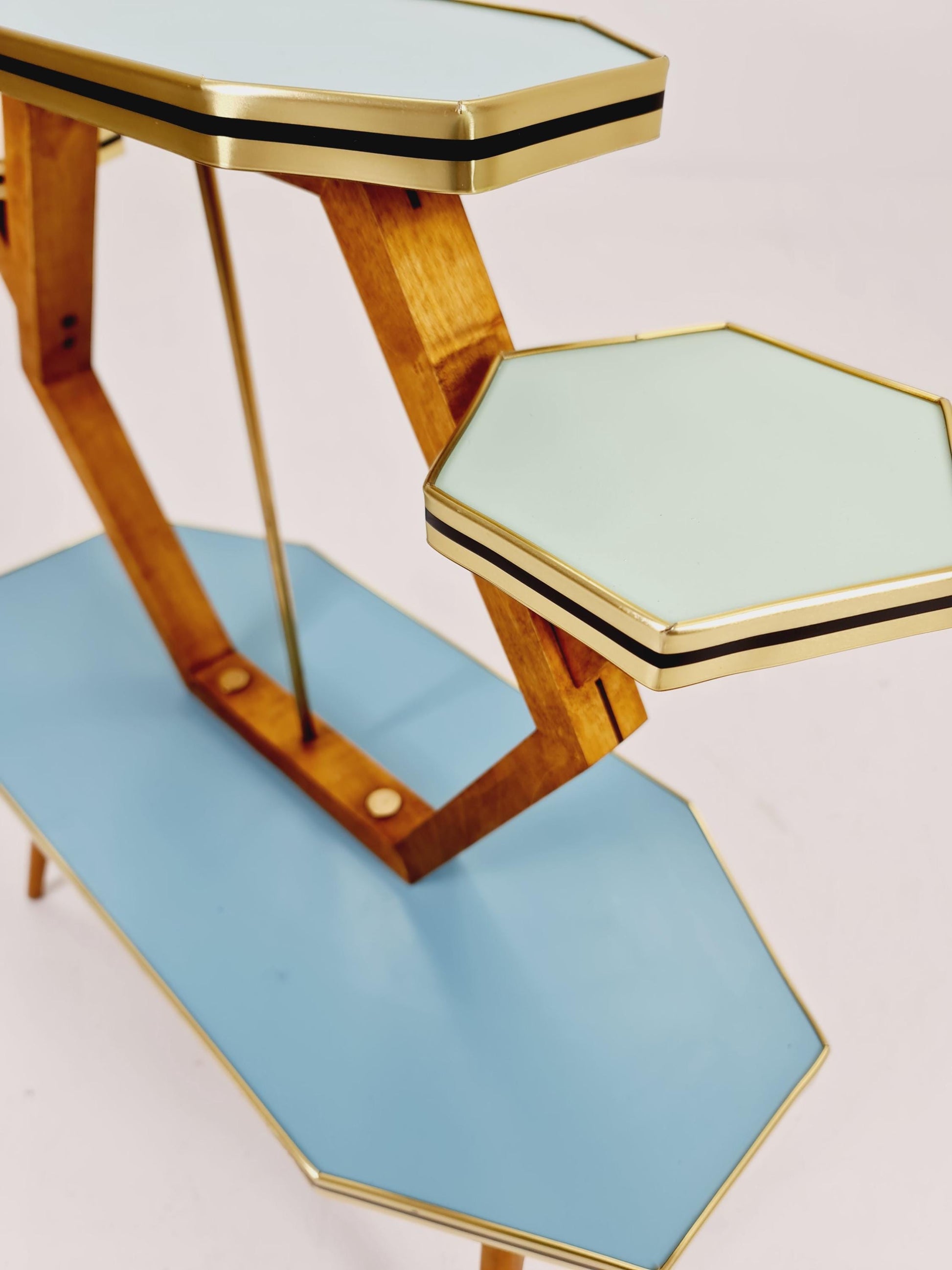 Rare Large German Plant Stand, Colorful Vintage Mid-Century Minimalist Indoor Plant Stand Side Table Retro flower table, 1950s