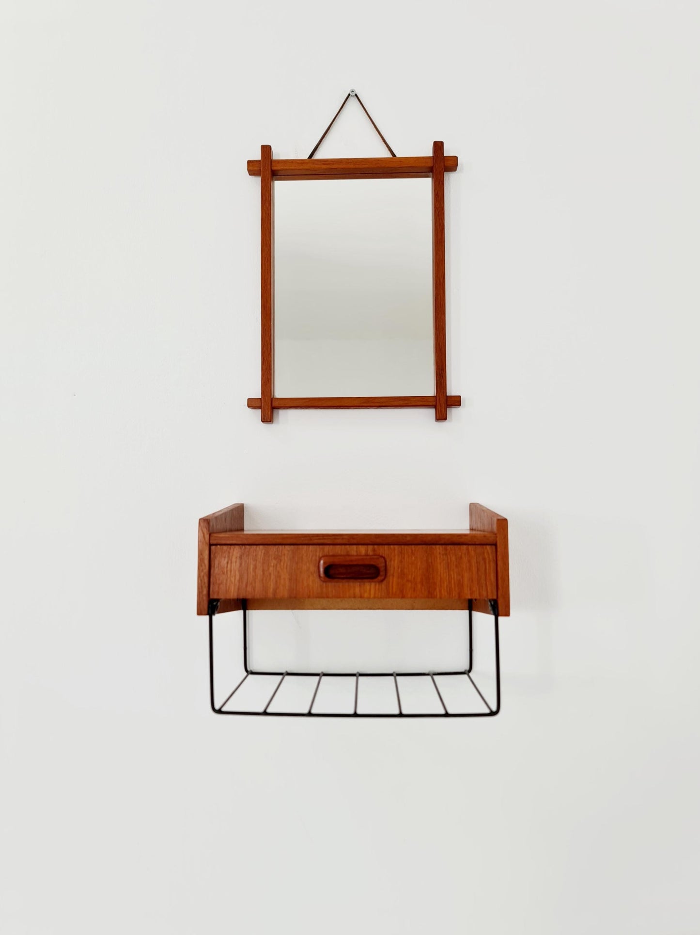 Original Teak Danish mirror with beautiful shelf from the 60s the mirror.