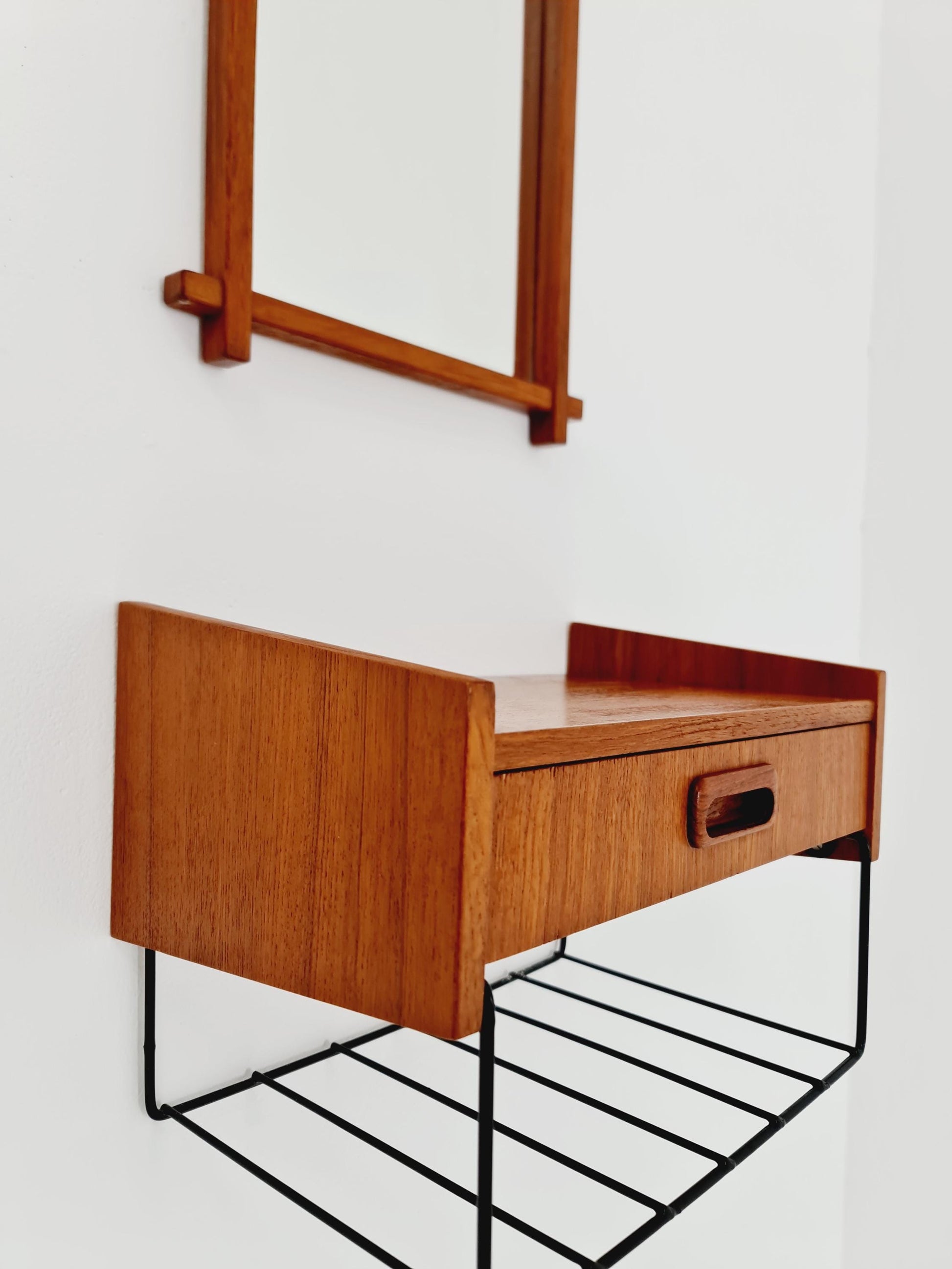 Original Teak Danish mirror with beautiful shelf from the 60s the mirror.