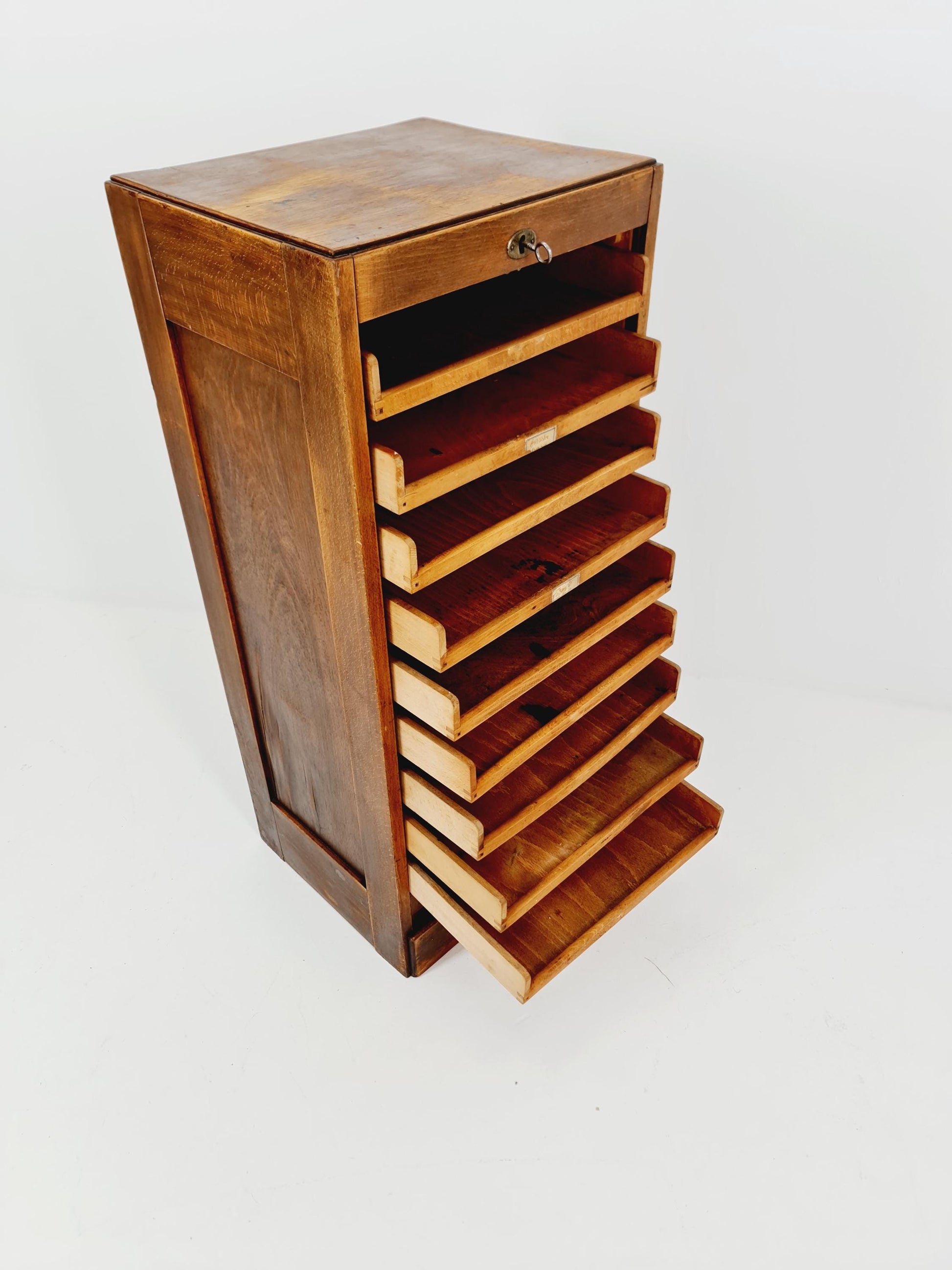 Bauhaus German roll document cabinet in walnut Wood , 1930s