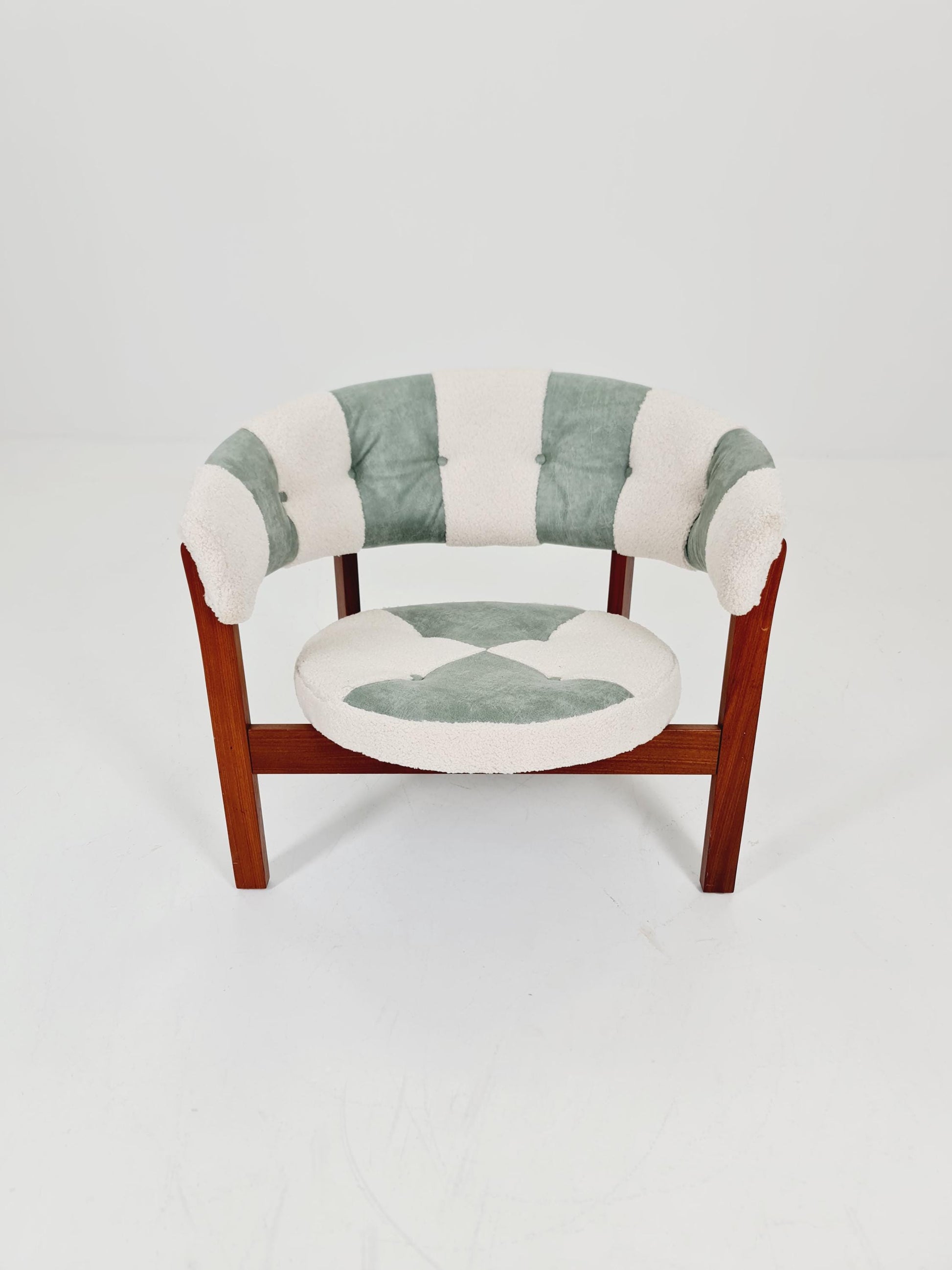 Mid-Century Modern Swedish Lounge chair with leather & Teddy Upholstery Design by Arne Wahl Iversen ,Prim , for Ikea ,1960s
