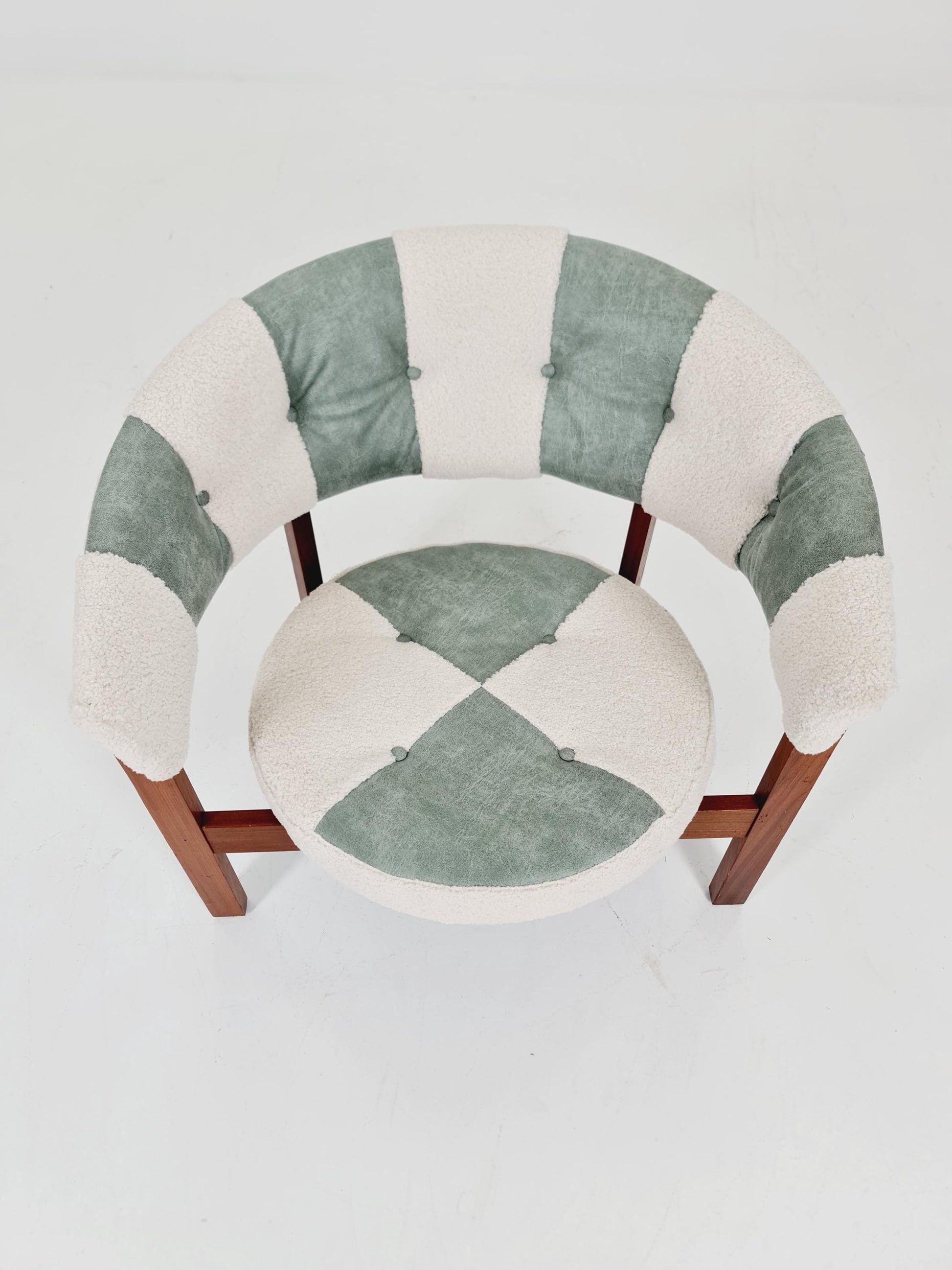 Mid-Century Modern Swedish Lounge chair with leather & Teddy Upholstery Design by Arne Wahl Iversen ”PRIM” IKEA, 1960s