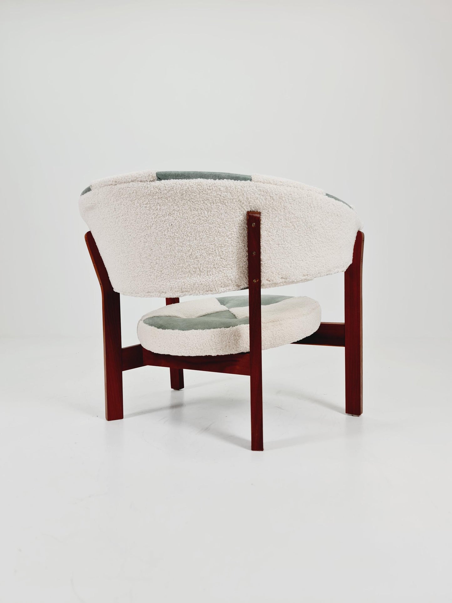 Mid-Century Modern Swedish Lounge chair with leather & Teddy Upholstery Design by Arne Wahl Iversen ”PRIM” IKEA, 1960s